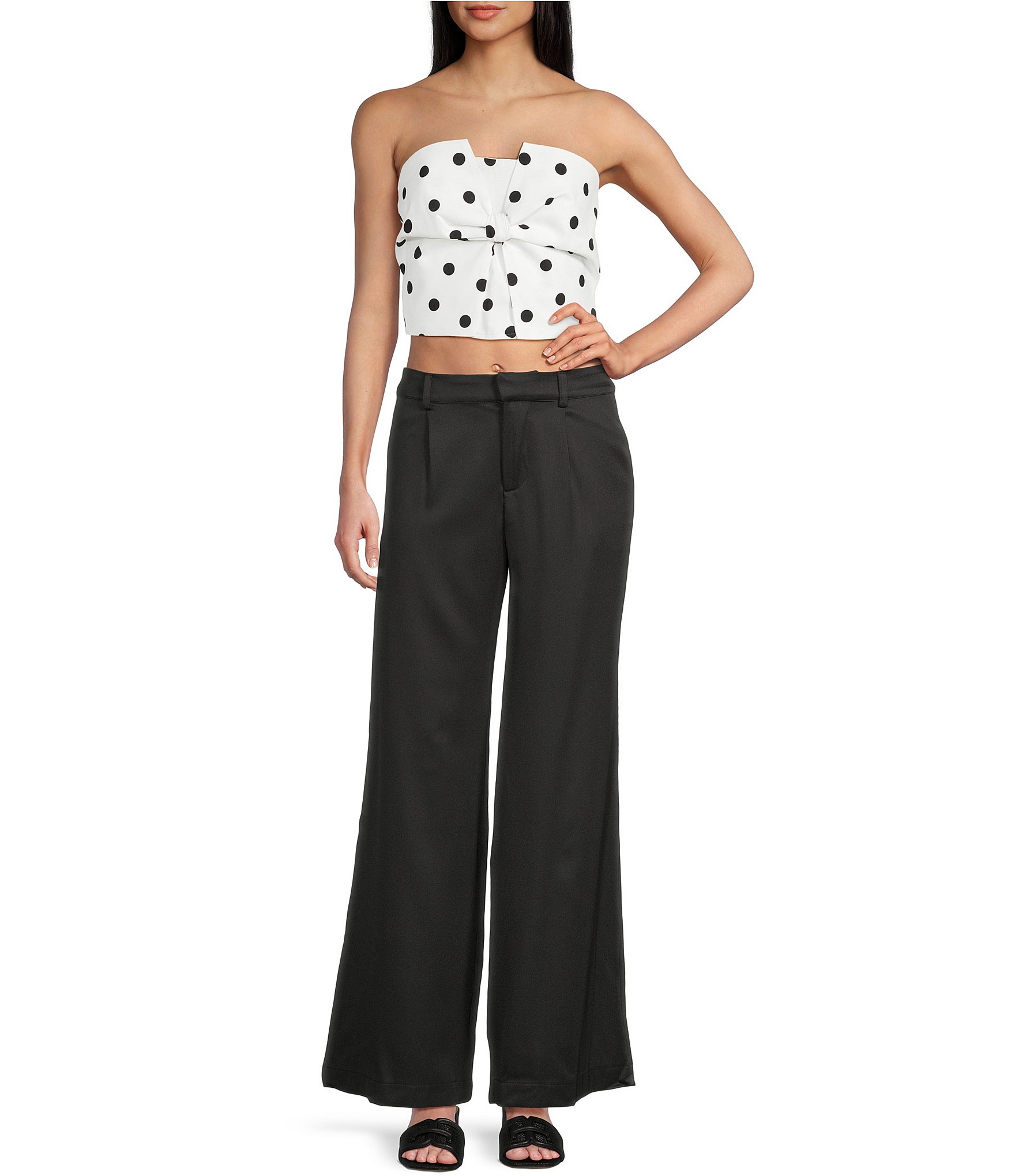 Evolutionary Polka Dot Printed Strapless Bow Top