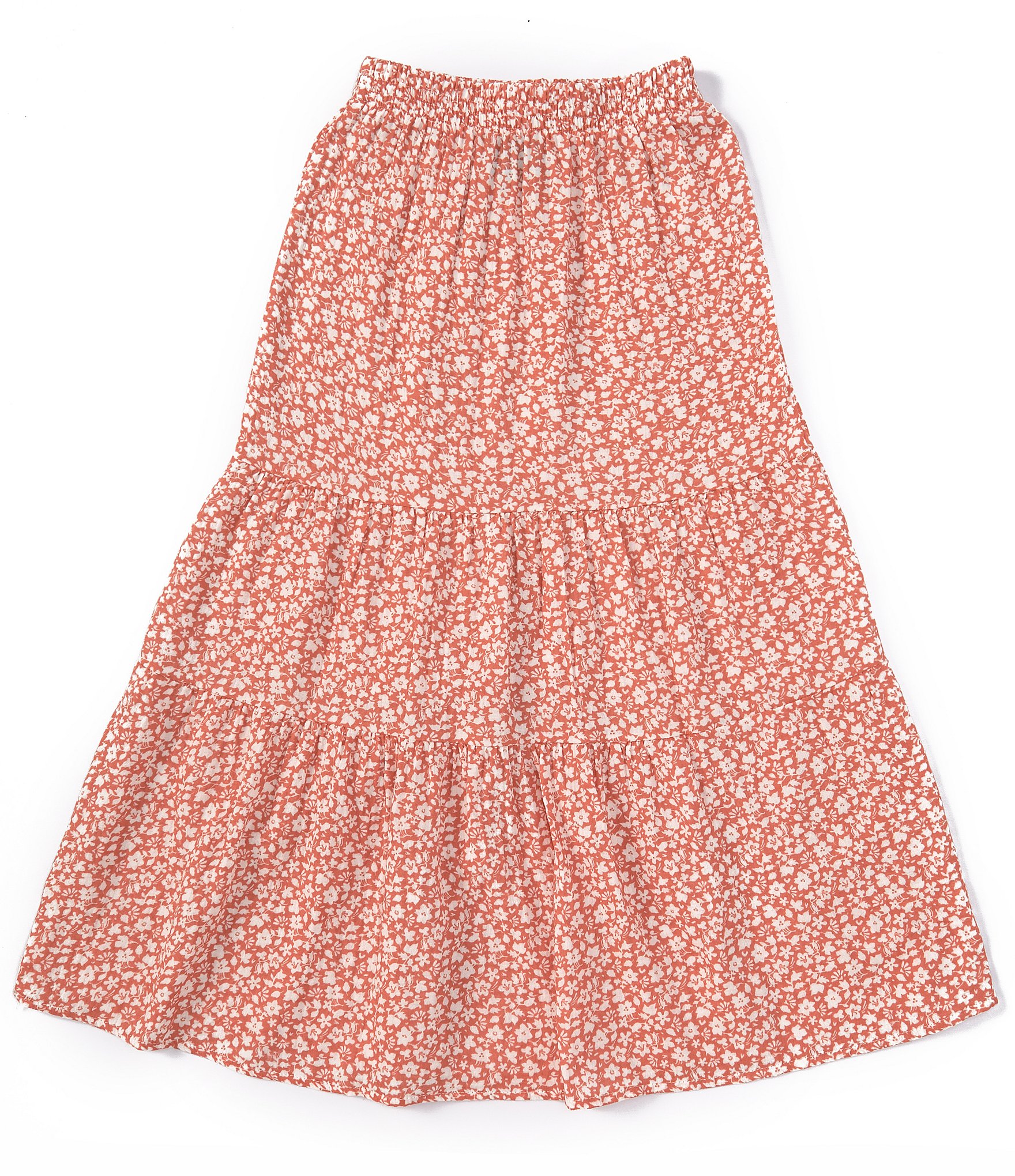 Xtraordinary Big Girls 7-16 Ditsy-Floral-Printed Tiered Long Skirt