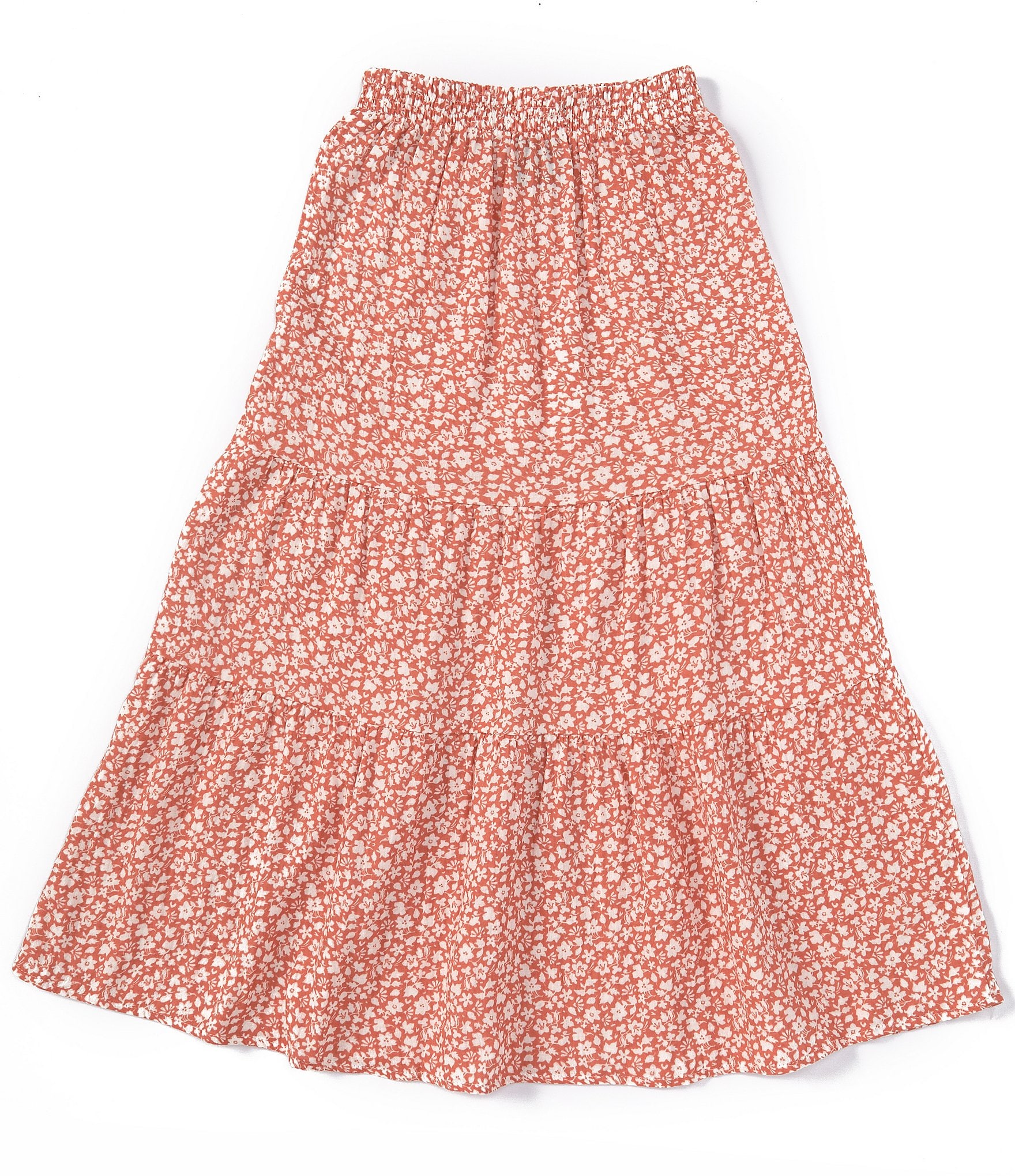 Xtraordinary Big Girls 7-16 Ditsy-Floral-Printed Tiered Long Skirt