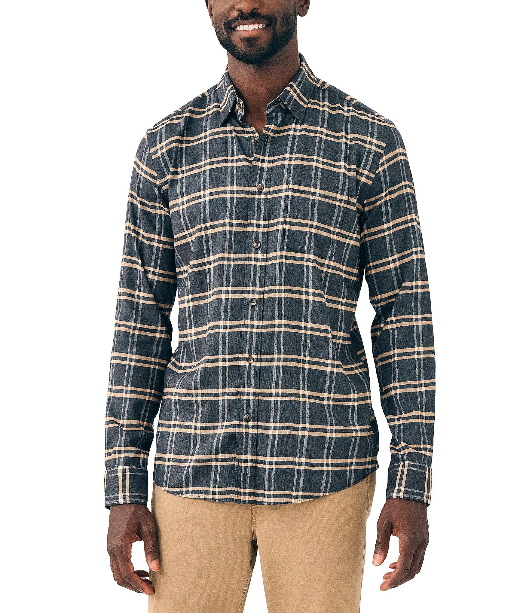 Faherty All Time Plaid Performance Stretch Long Sleeve Woven Shirt ...