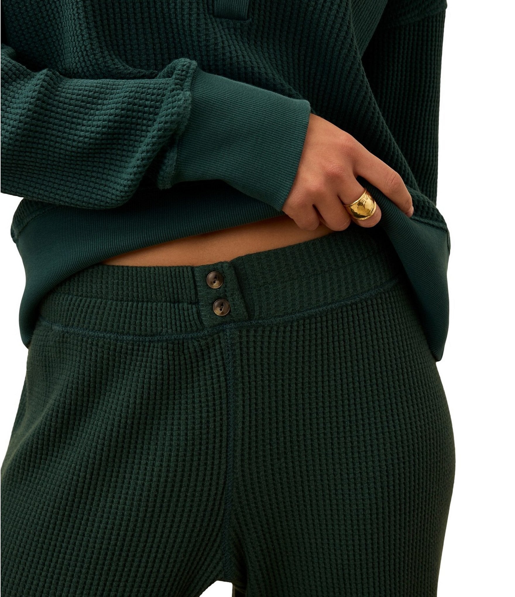 Faherty Apres Waffle Knit Pull On Straight Leg Coordinating Pants