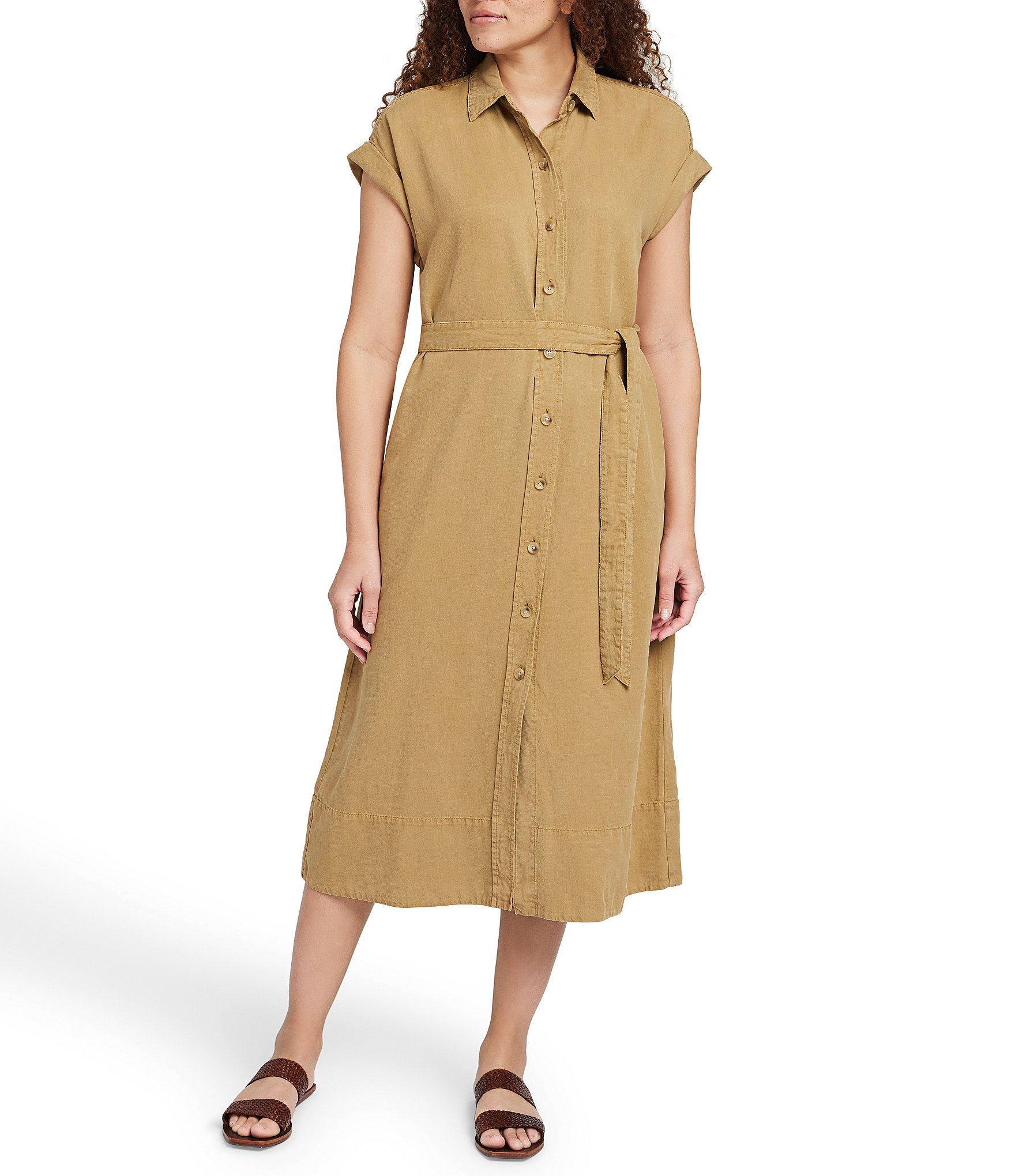 Faherty Arlie Day Short Sleeve Shirt Midi Dress