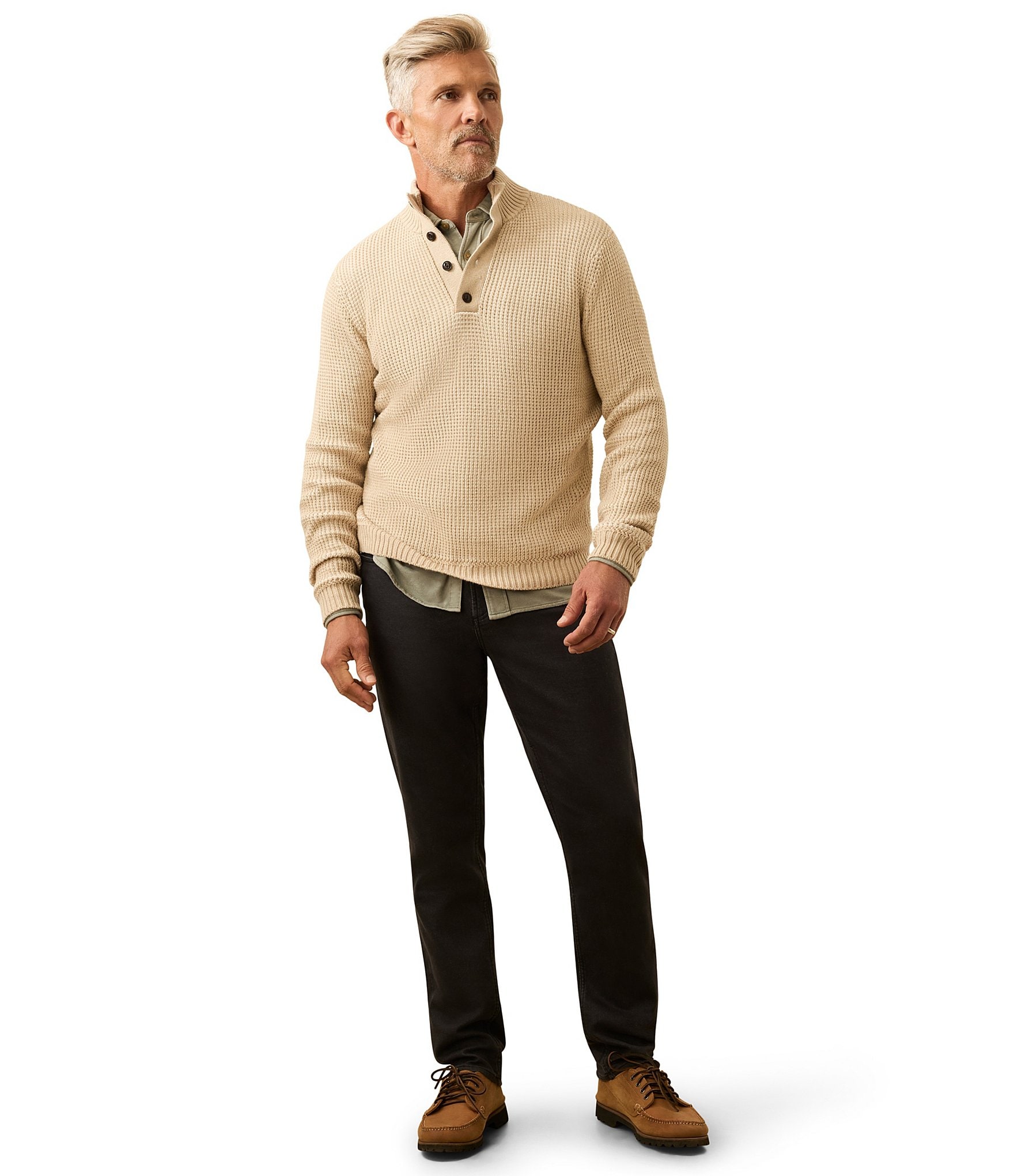 Faherty Big & Tall Quarter-Button Sweater