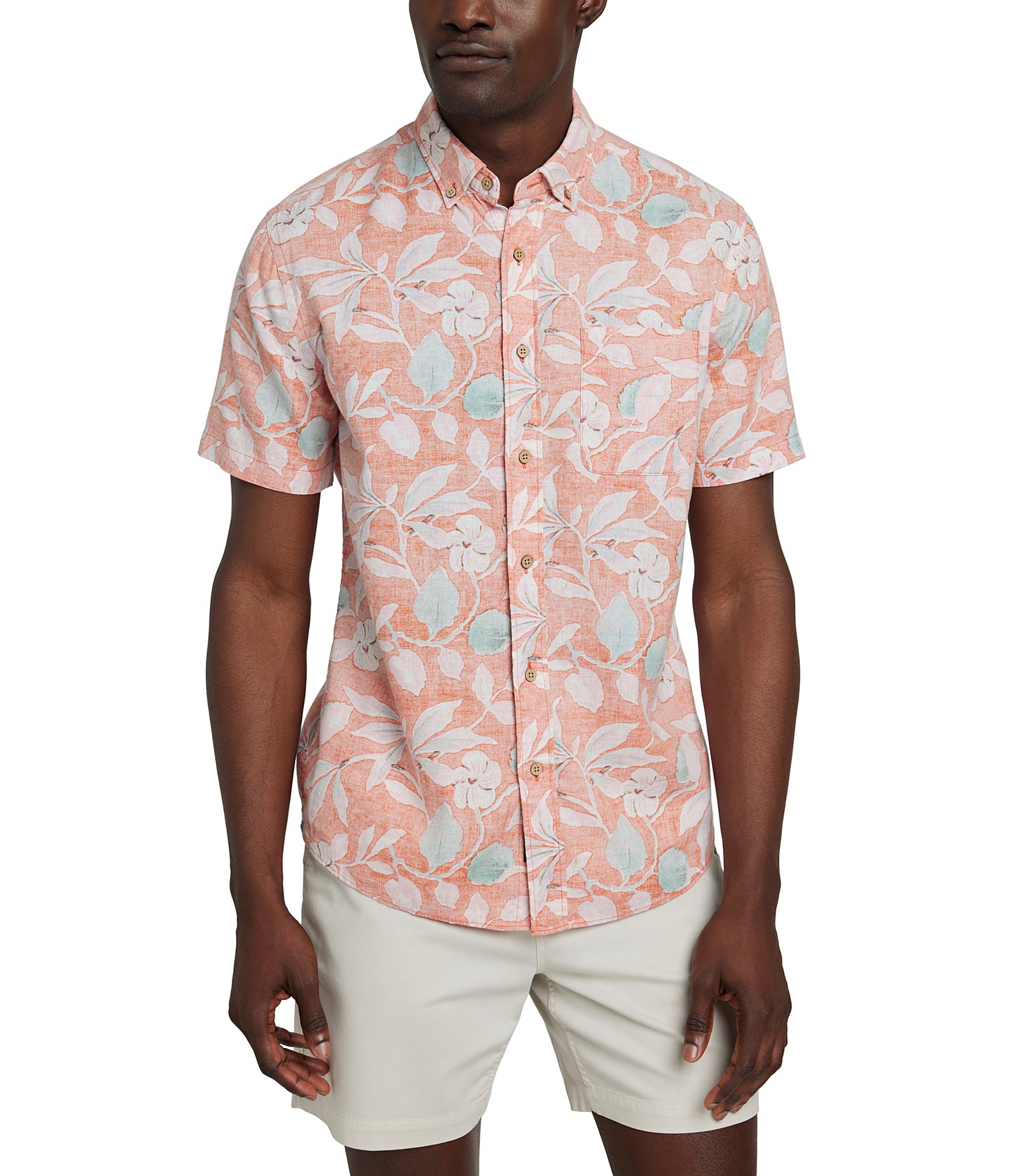 Faherty Breeze Floral Print Short Sleeve Woven Shirt