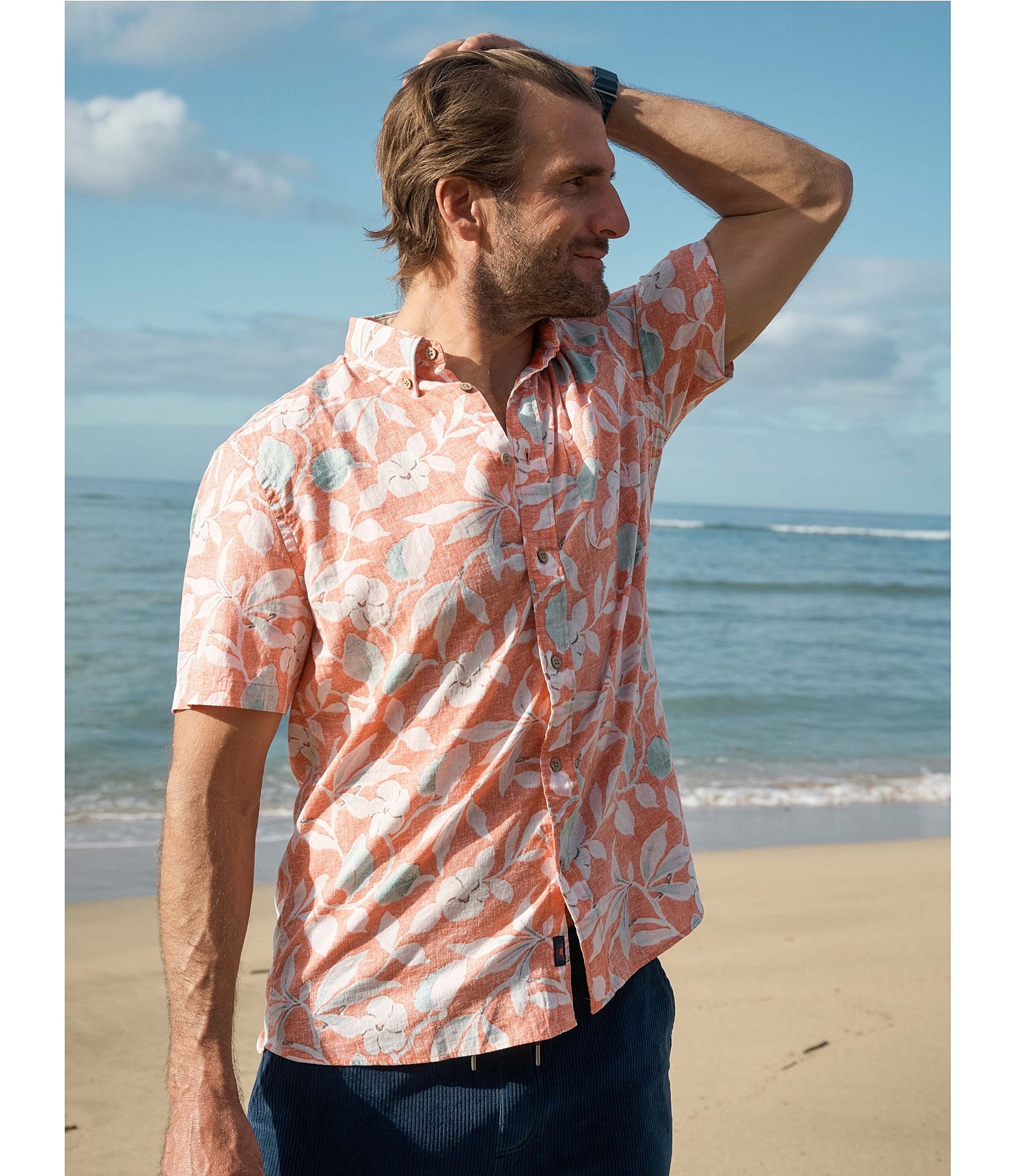 Faherty Breeze Floral Print Short Sleeve Woven Shirt