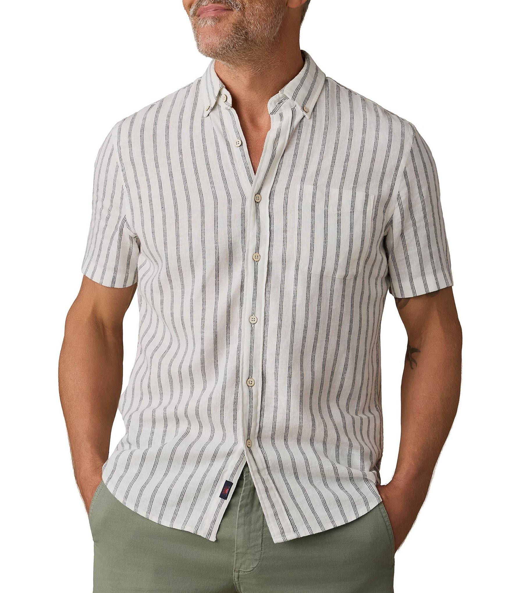 Faherty Breeze Stripe Short Sleeve Woven Shirt