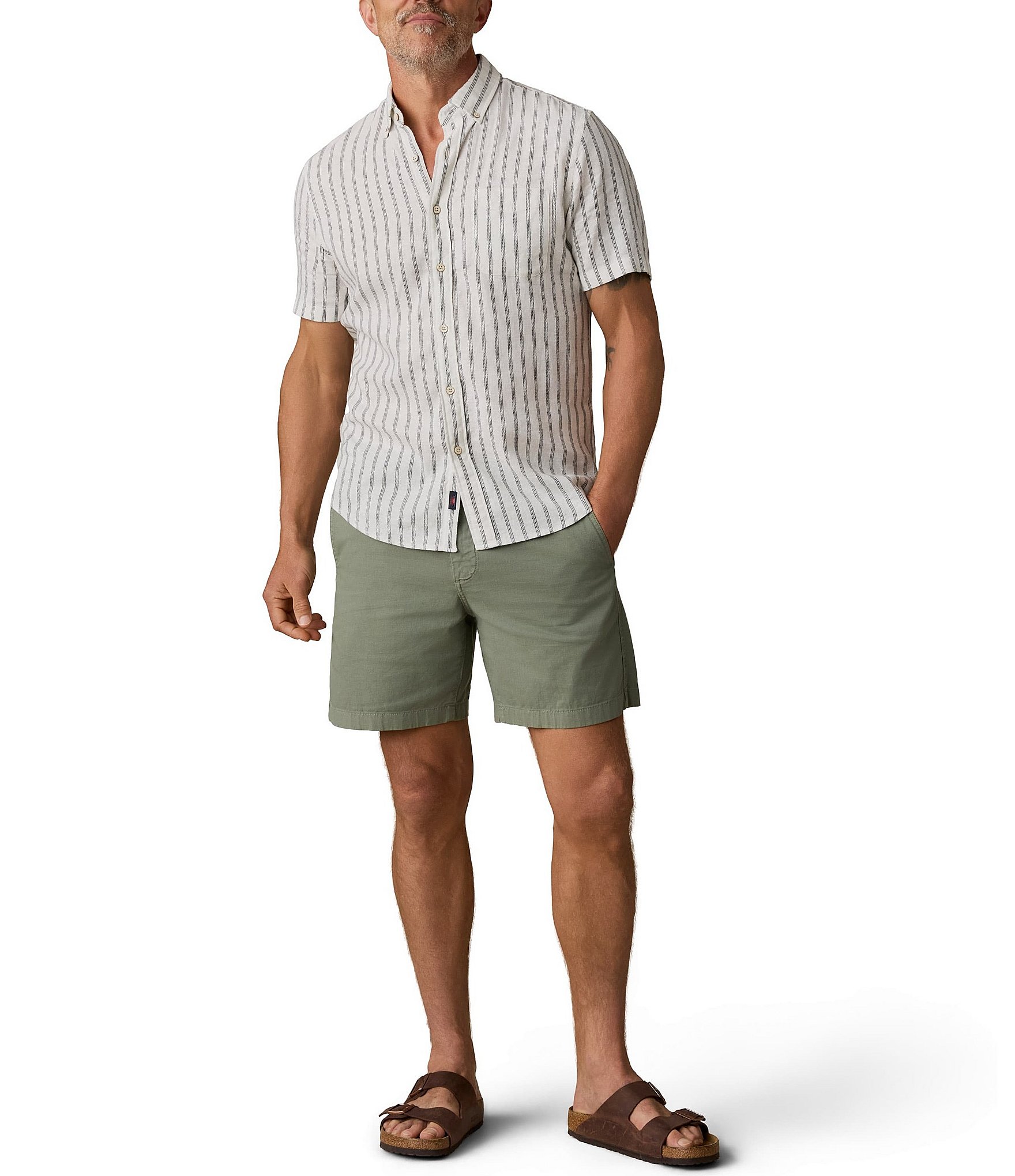 Faherty Breeze Stripe Short Sleeve Woven Shirt
