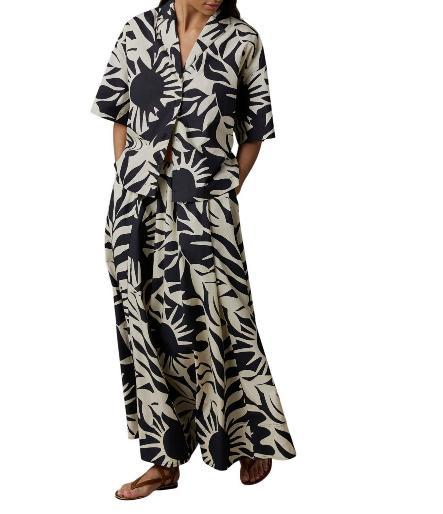 Faherty Coastal Nera Woven A-Line Coordinating Maxi Skirt