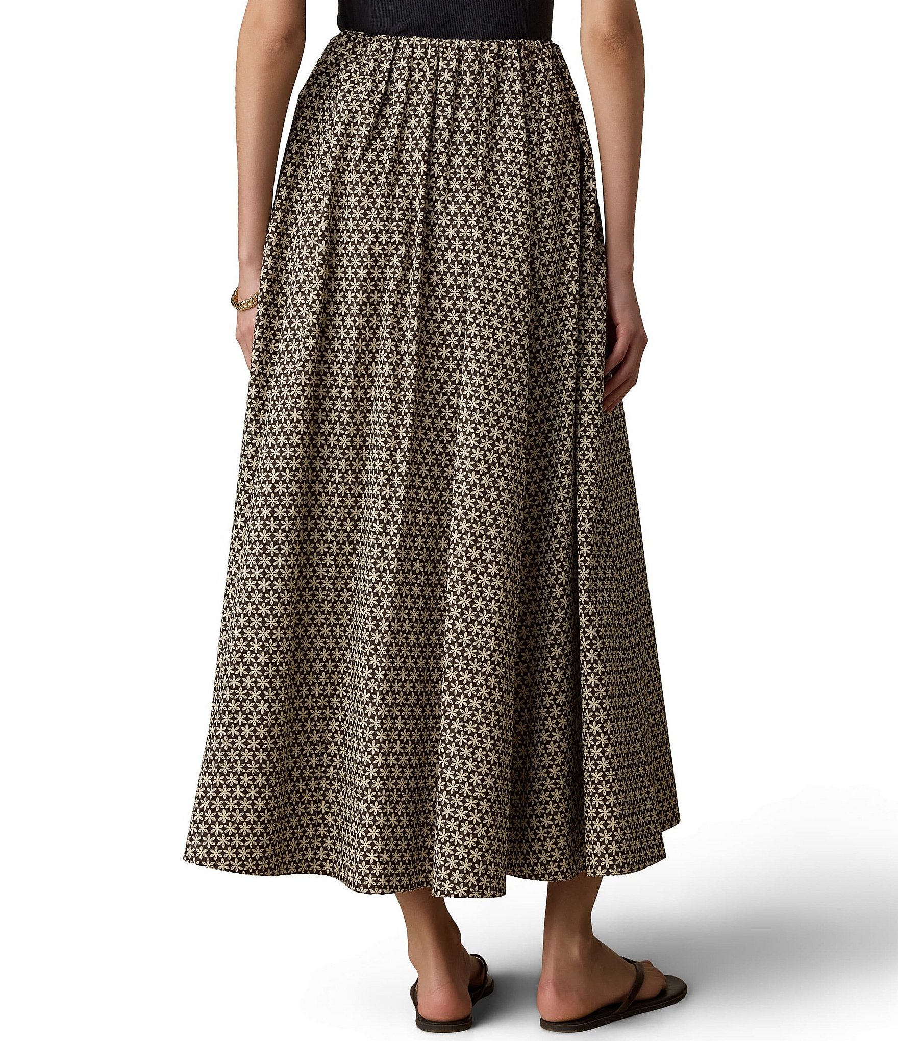 Faherty Coastal Poplin Elastic Wiast A-Line Maxi Skirt