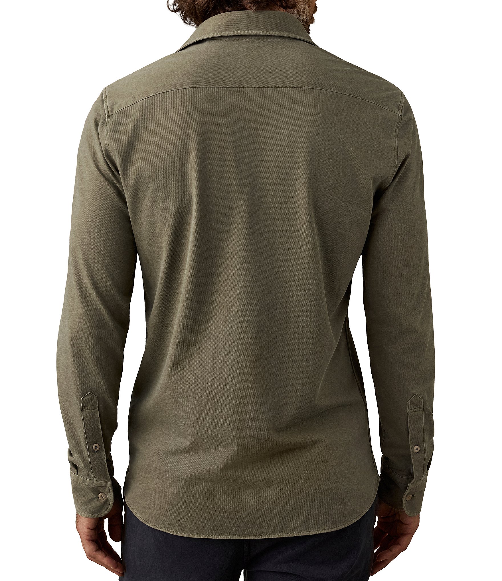 Faherty Costa Pique Long Sleeve Woven Shirt
