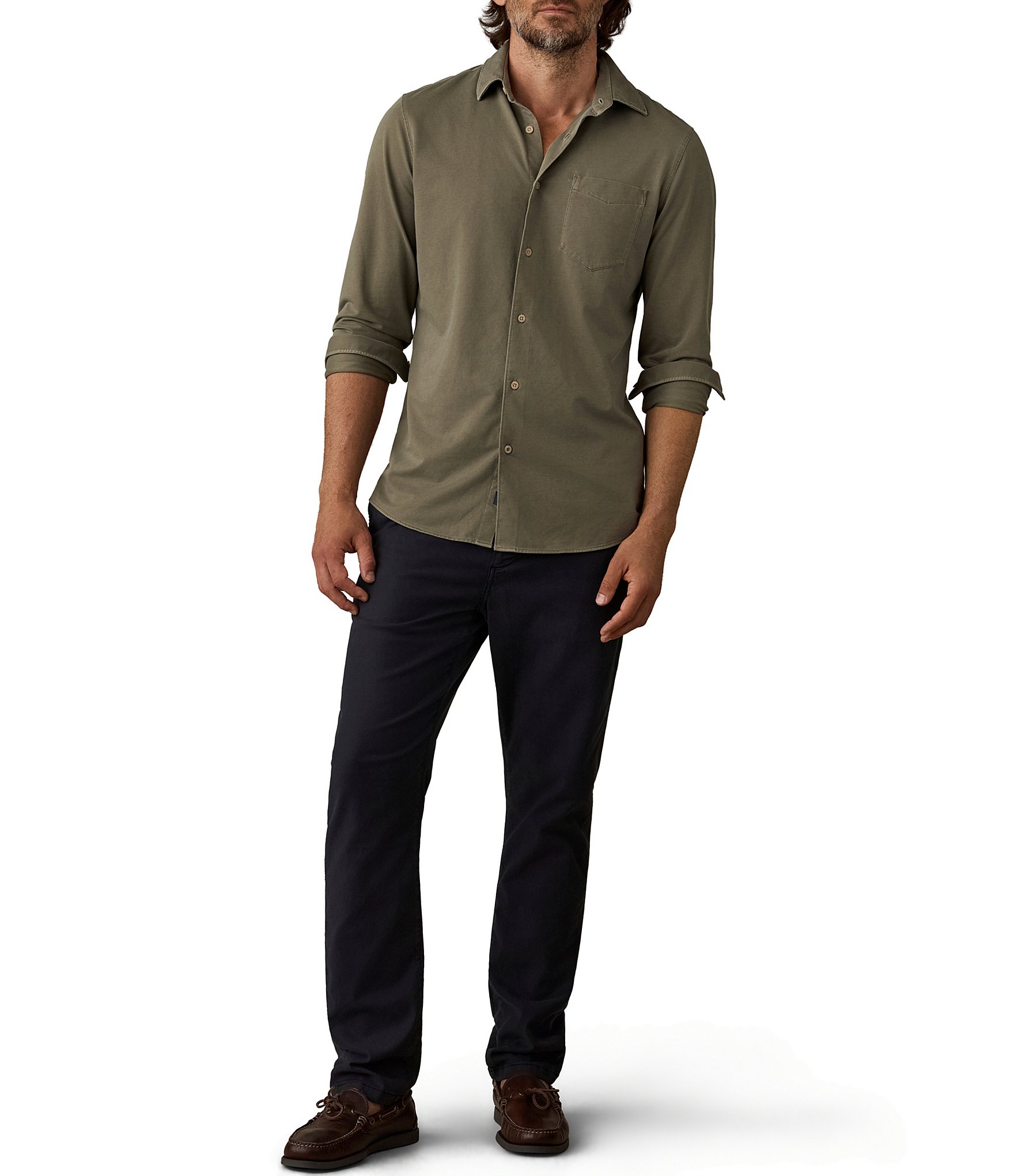 Faherty Costa Pique Long Sleeve Woven Shirt