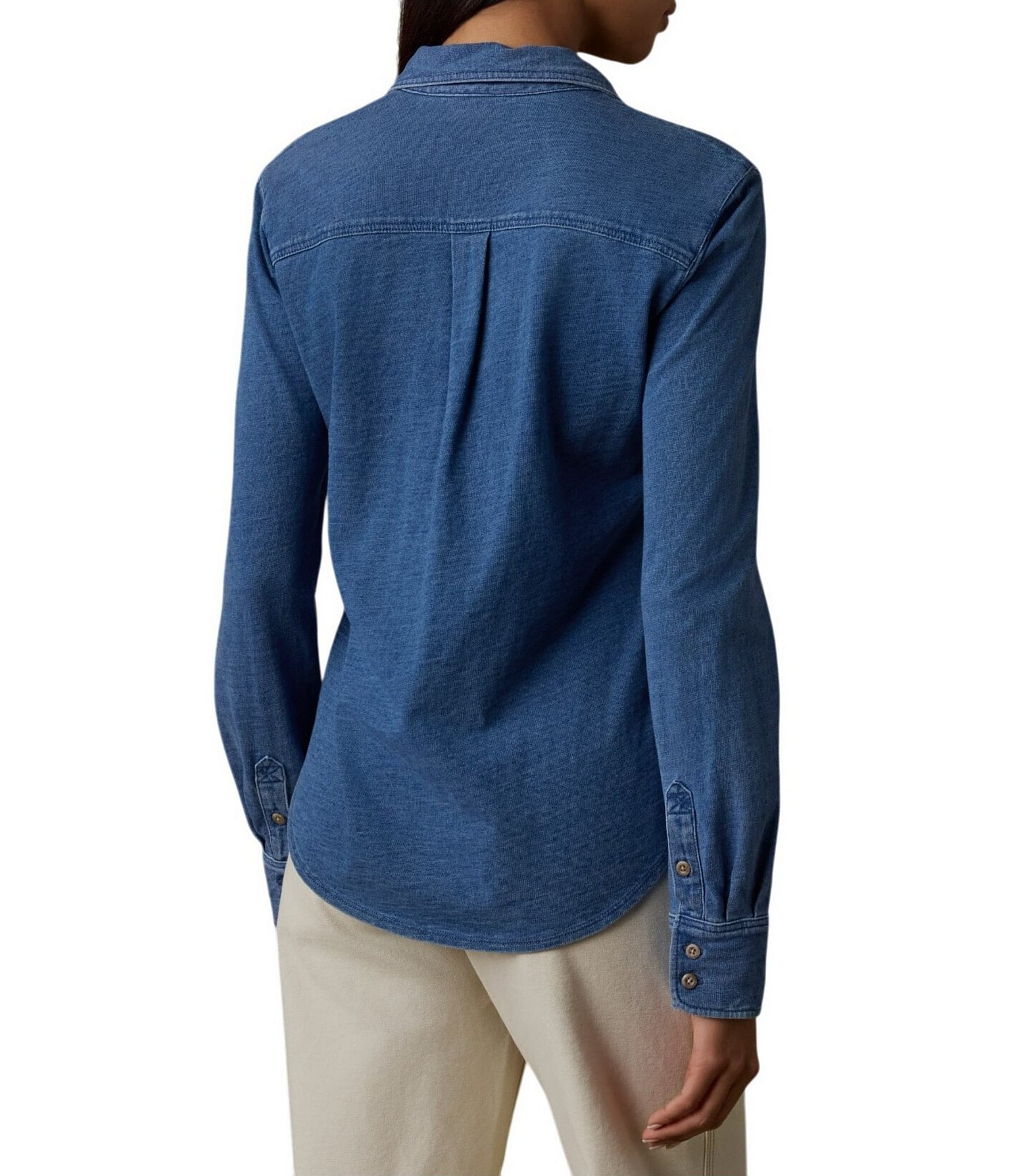 Faherty Knit Point Collar Long Sleeve Shirt