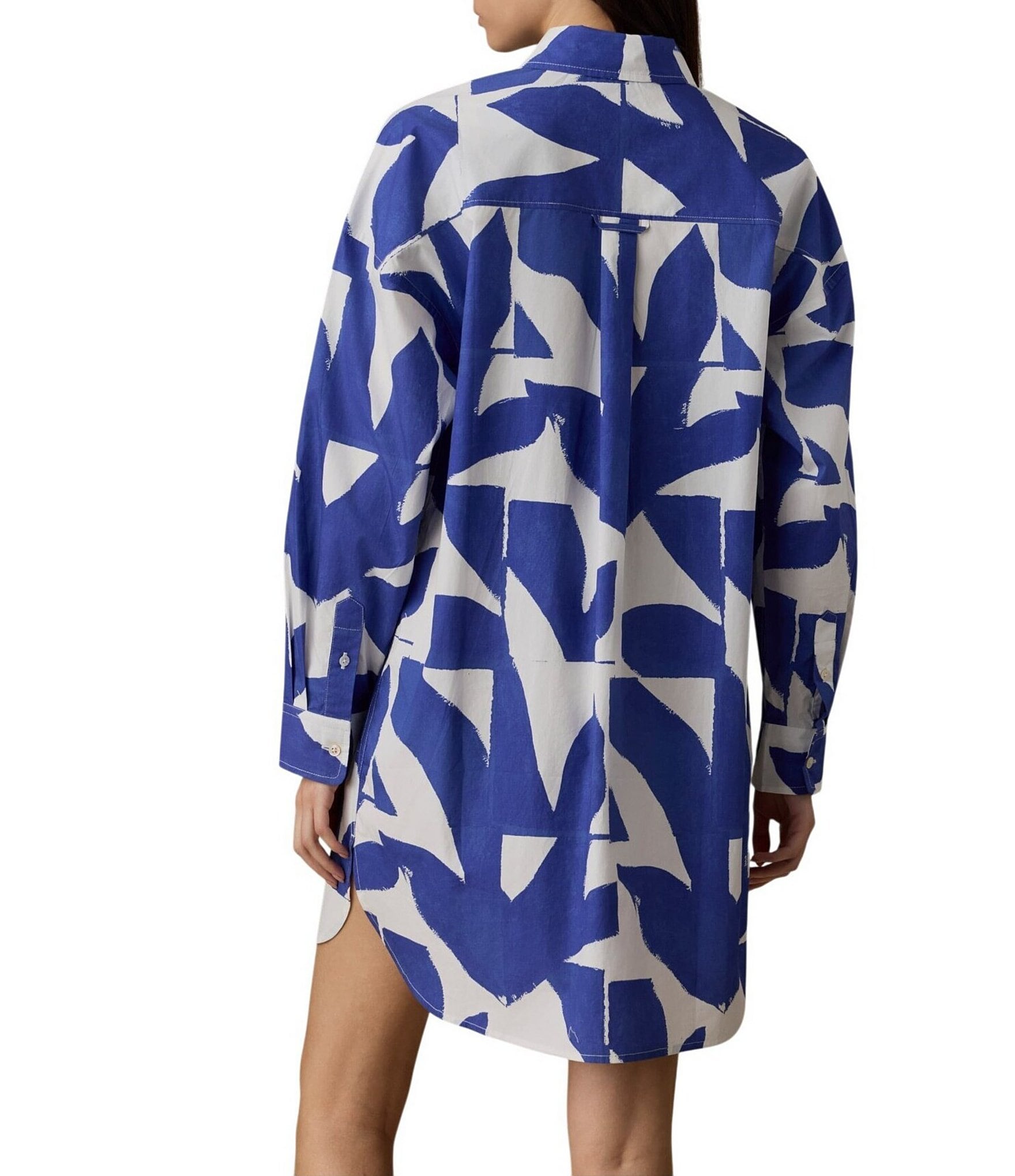 Faherty Kova Leaf Print Spread Collar Long Sleeve Button Front Shirt
