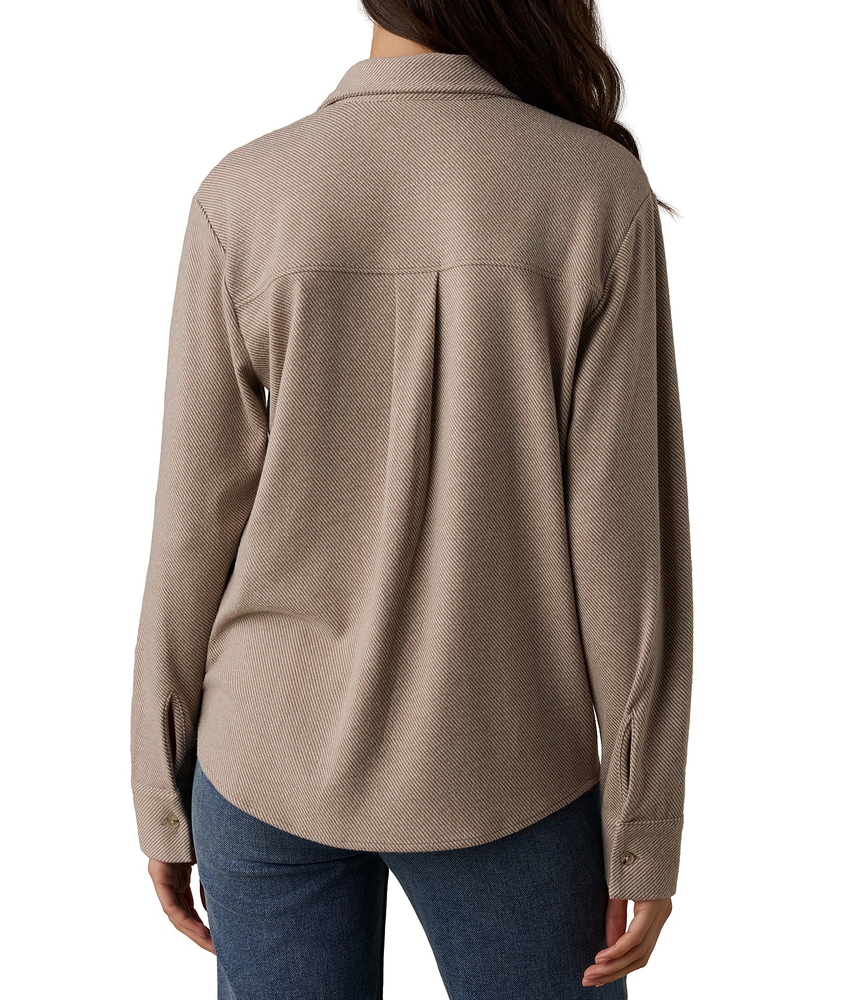 Faherty Legend Knit Spread Collar Long Sleeve Button Front Shirt
