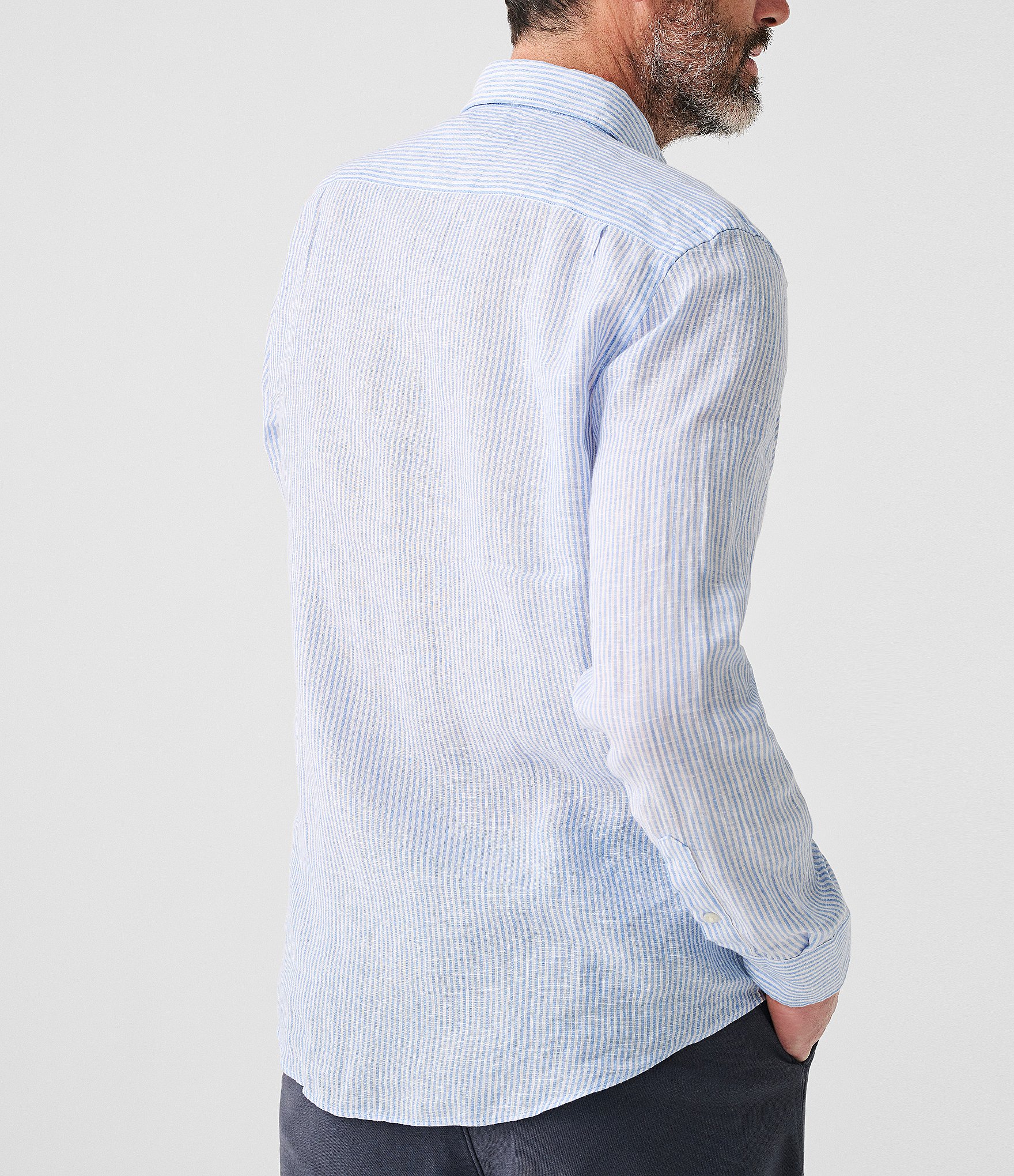 Faherty Linen Laguna Stripe Long Sleeve Woven Shirt