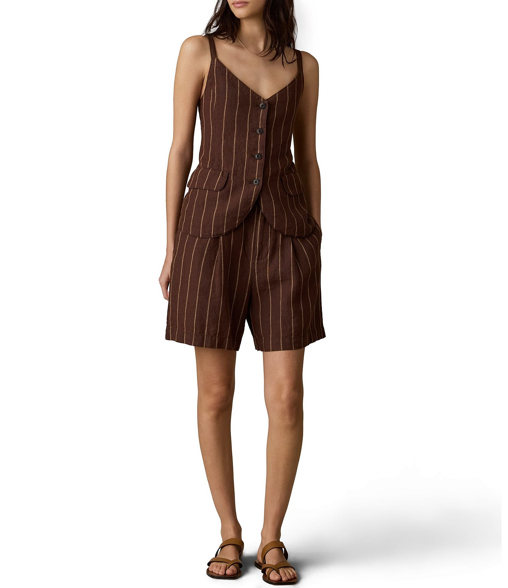 Faherty Milo Linen Striped Vest