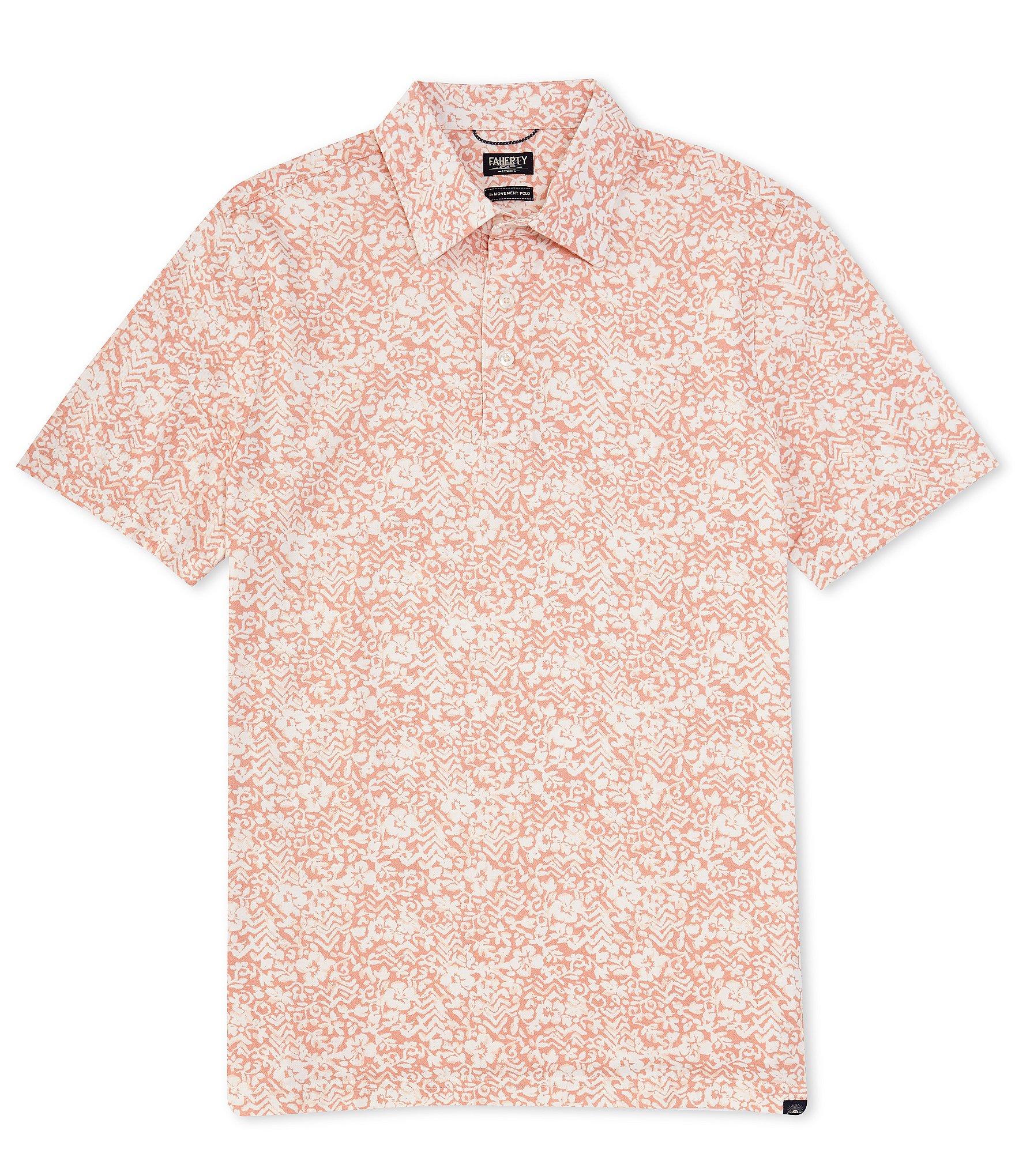 Faherty Movement Floral Print Short Sleeve Polo Shirt