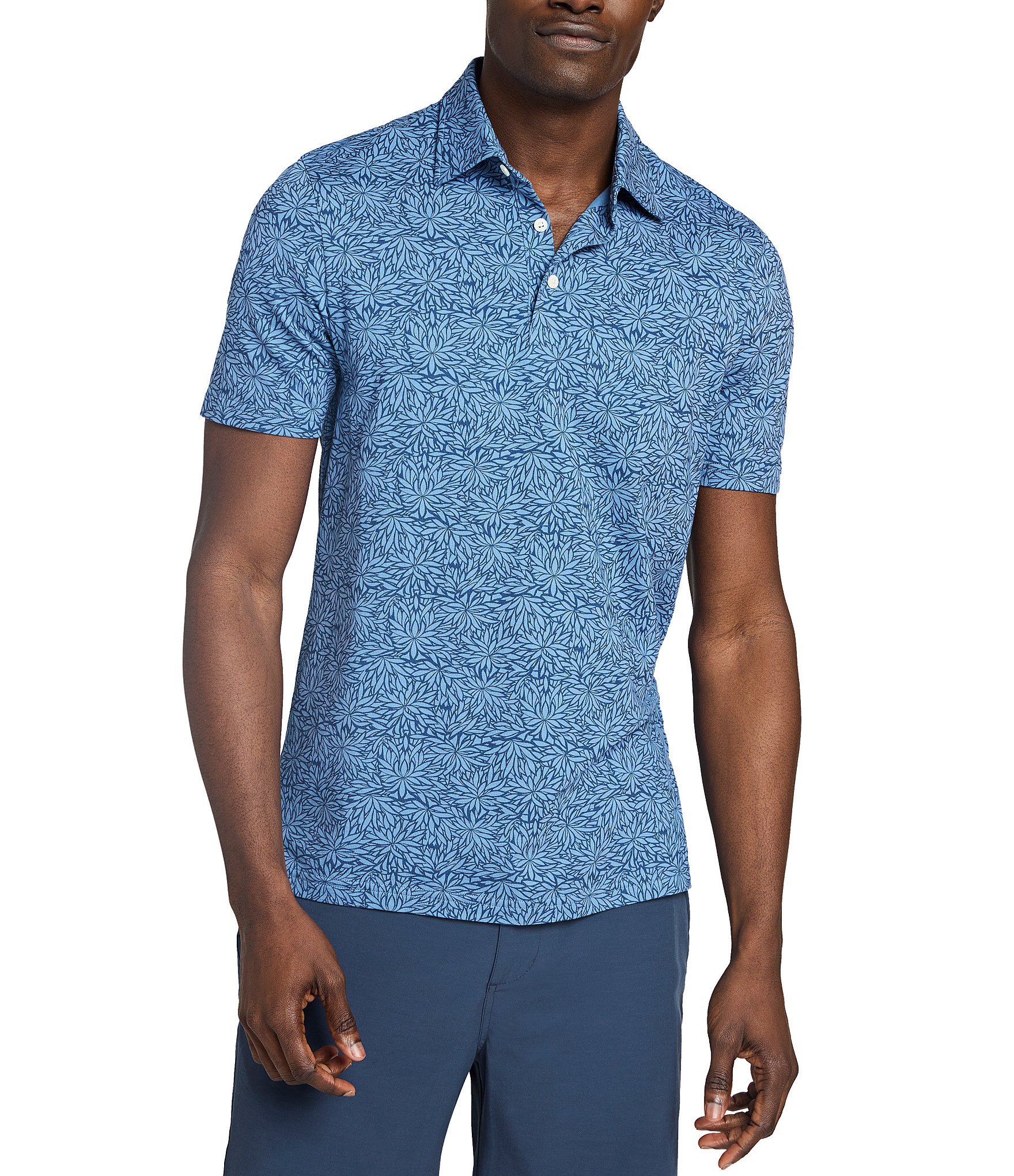 Faherty Movement Frond Print Short Sleeve Polo Shirt