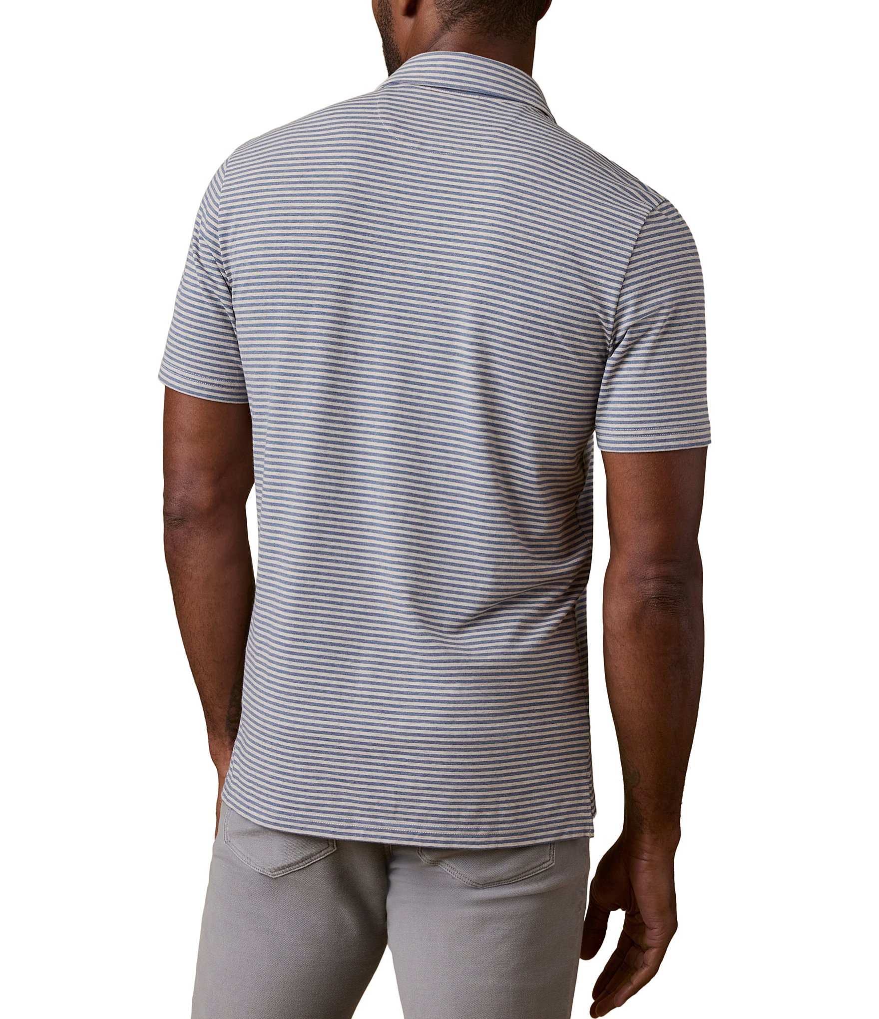 Faherty Movement Stripe Stretch Short Sleeve Polo Shirt