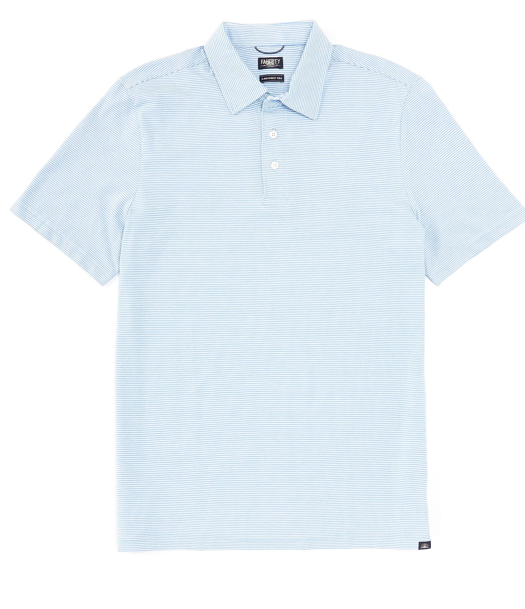 Faherty Movement Thin Stripe Short Sleeve Polo Shirt