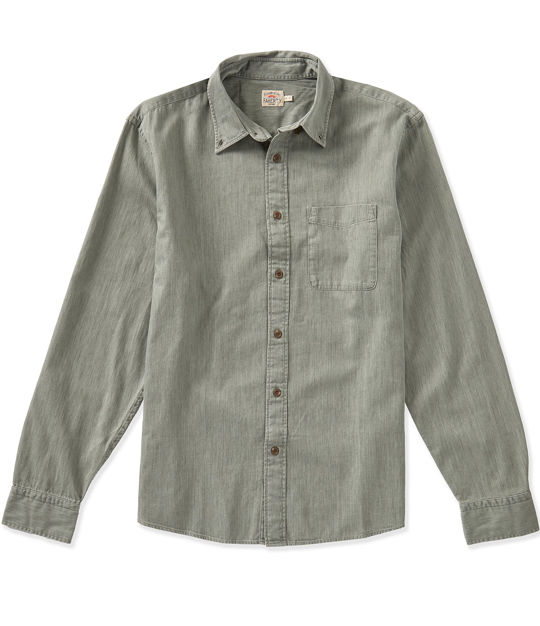 Faherty Patina Chambray Long Sleeve Woven Shirt