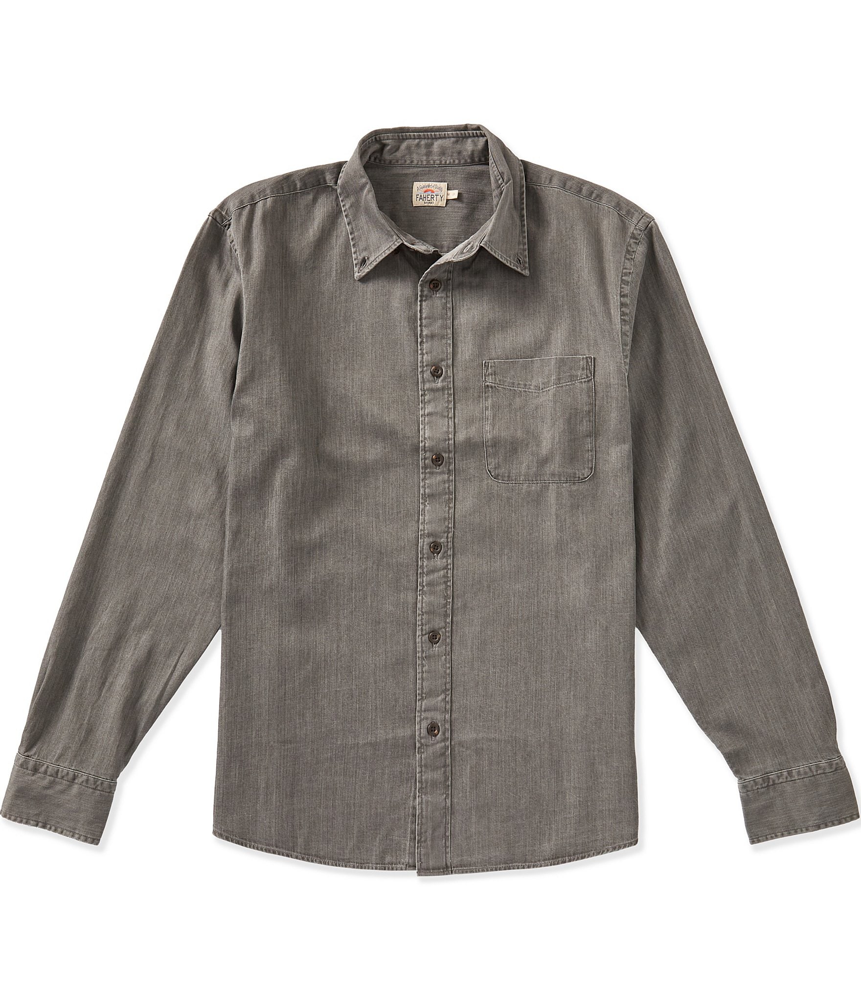 Faherty Patina Chambray Long Sleeve Woven Shirt