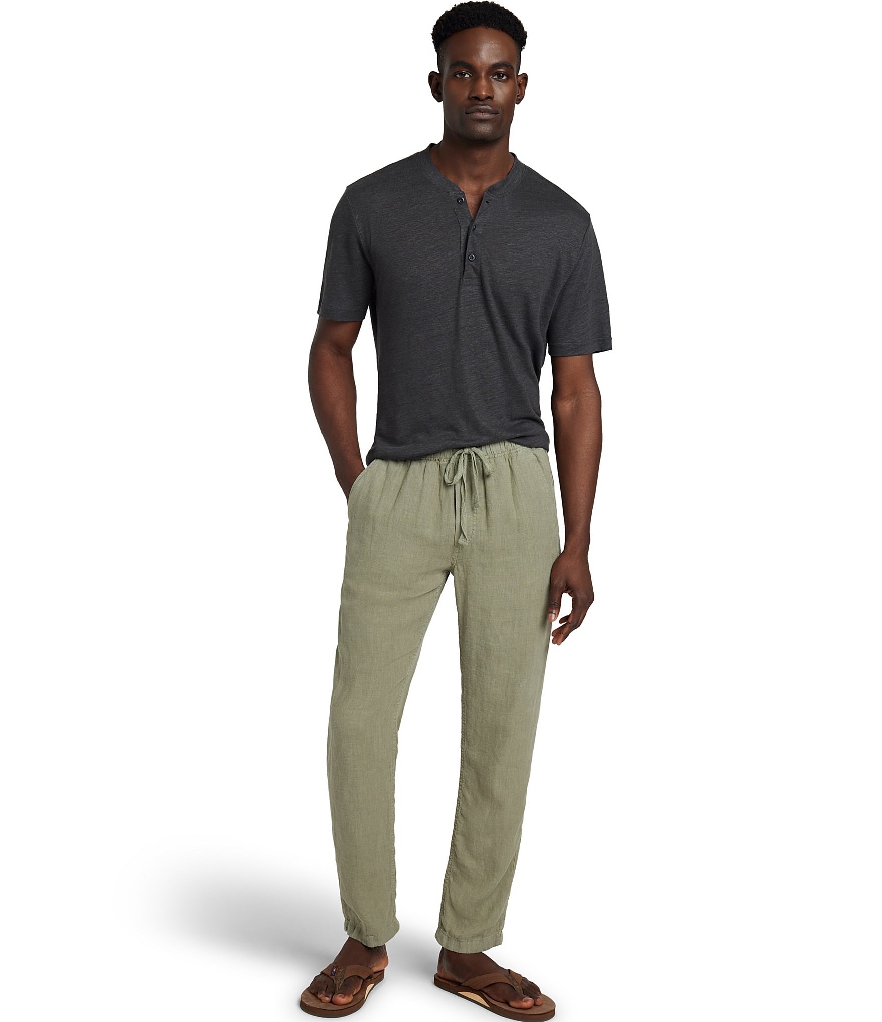 Faherty Slim Fit Linen Drawstring Pants