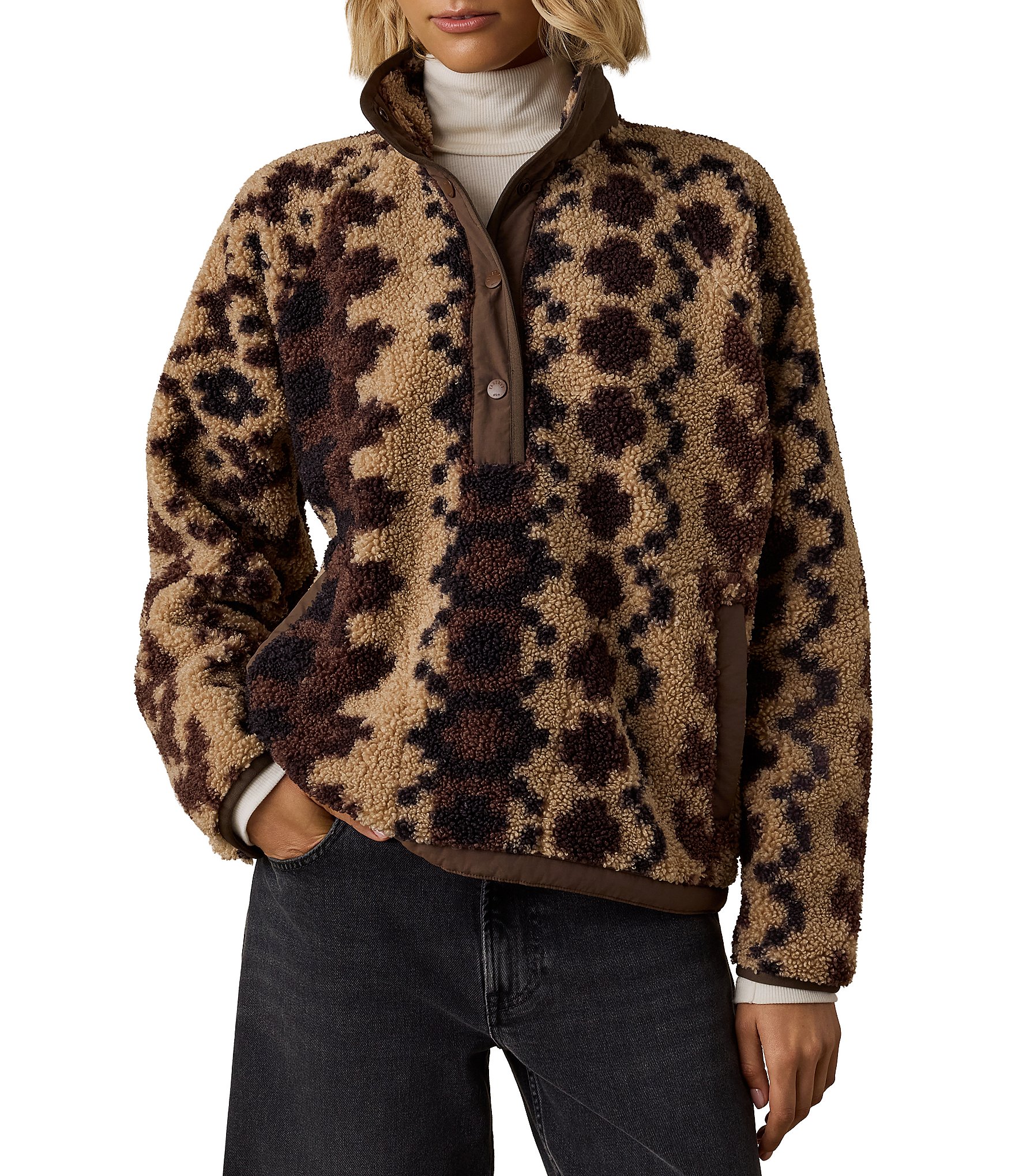 Faherty Snap Button Fleece Pullover