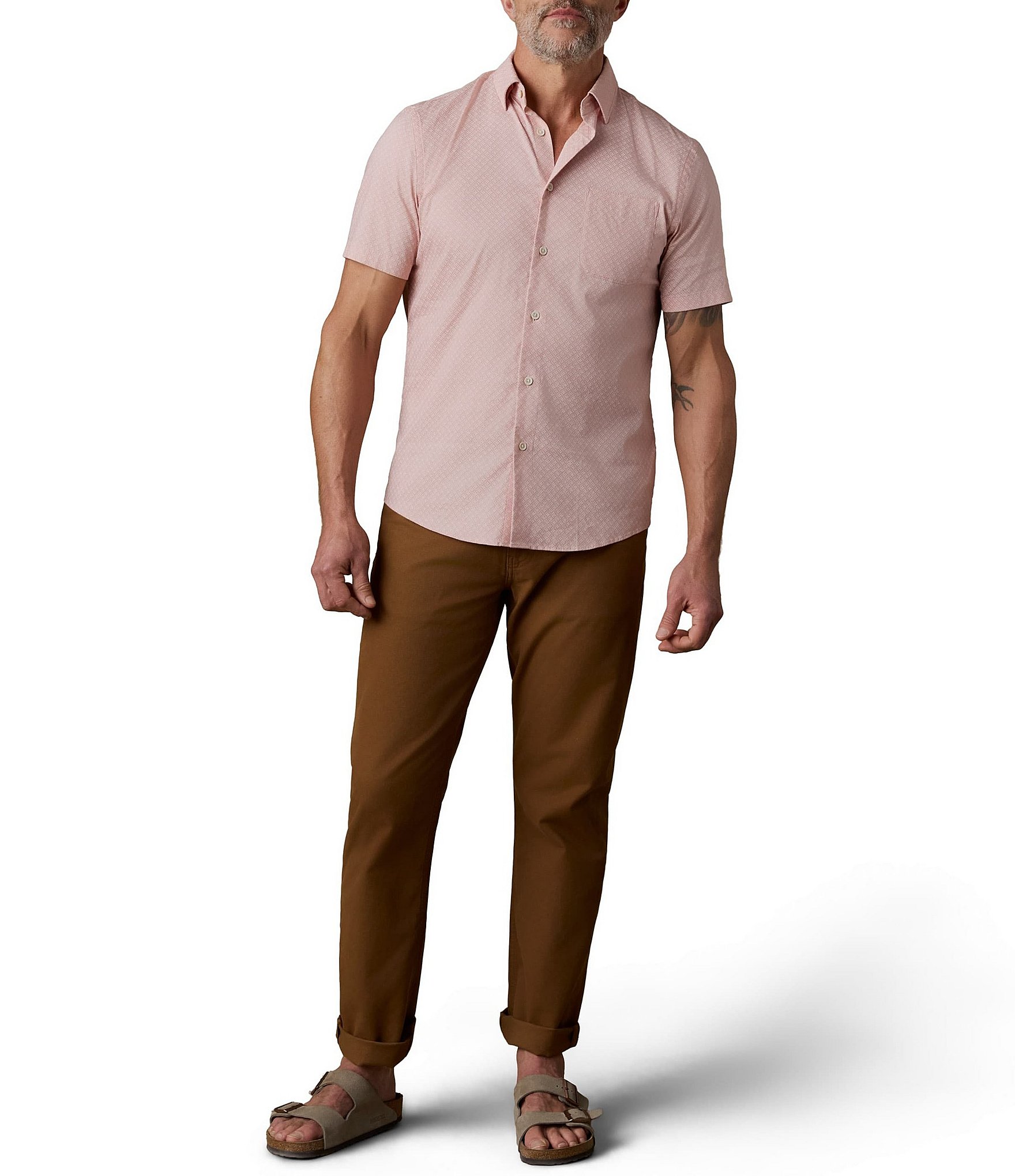 Faherty Stretch Movement Short Sleeve Geometric Print Woven Shirt