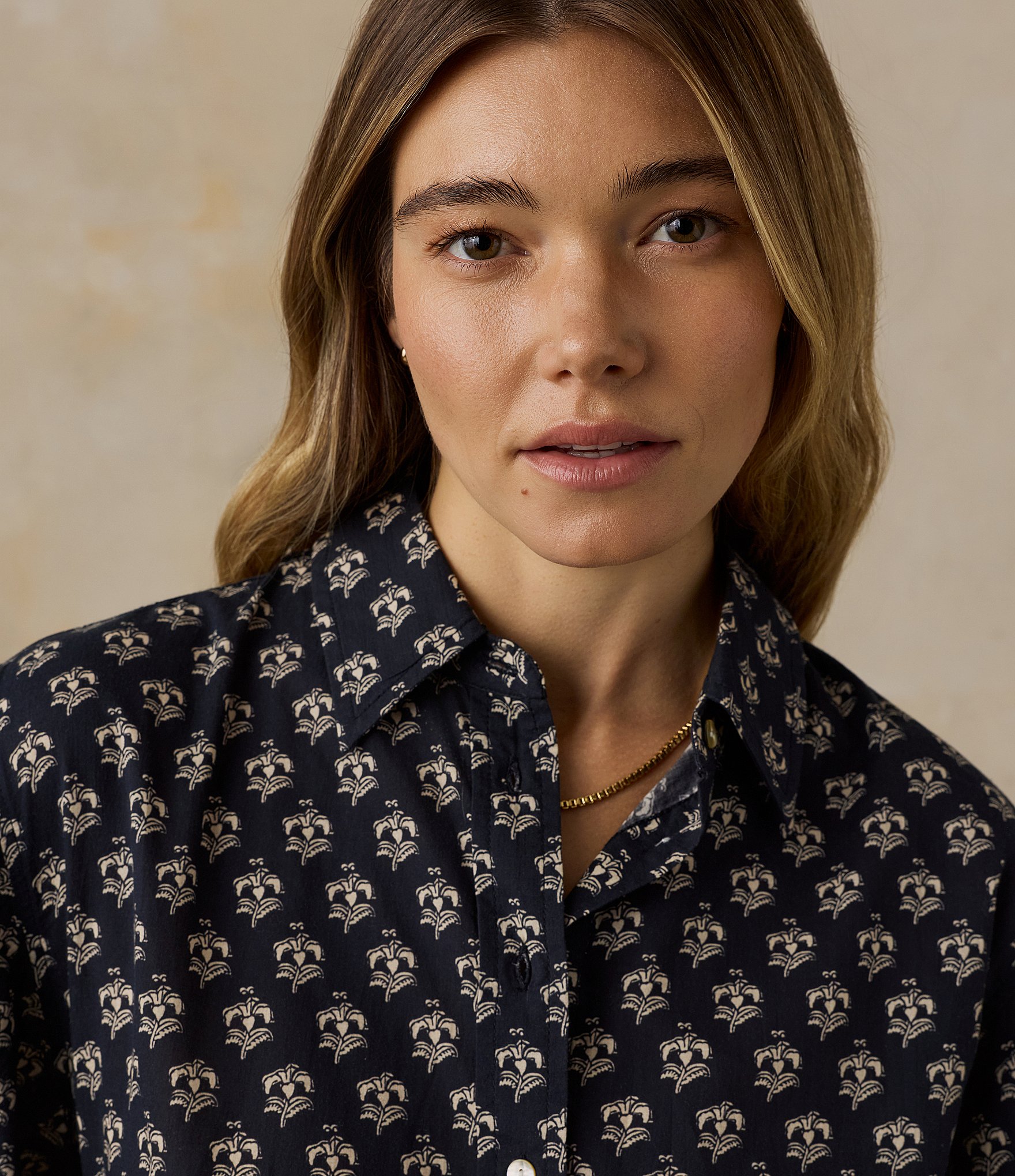 Faherty Suki Button Front Long Bubble Sleeve Blouse