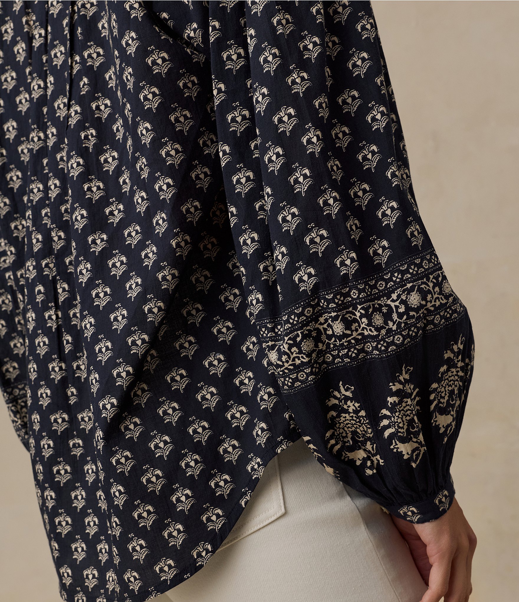 Faherty Suki Button Front Long Bubble Sleeve Blouse