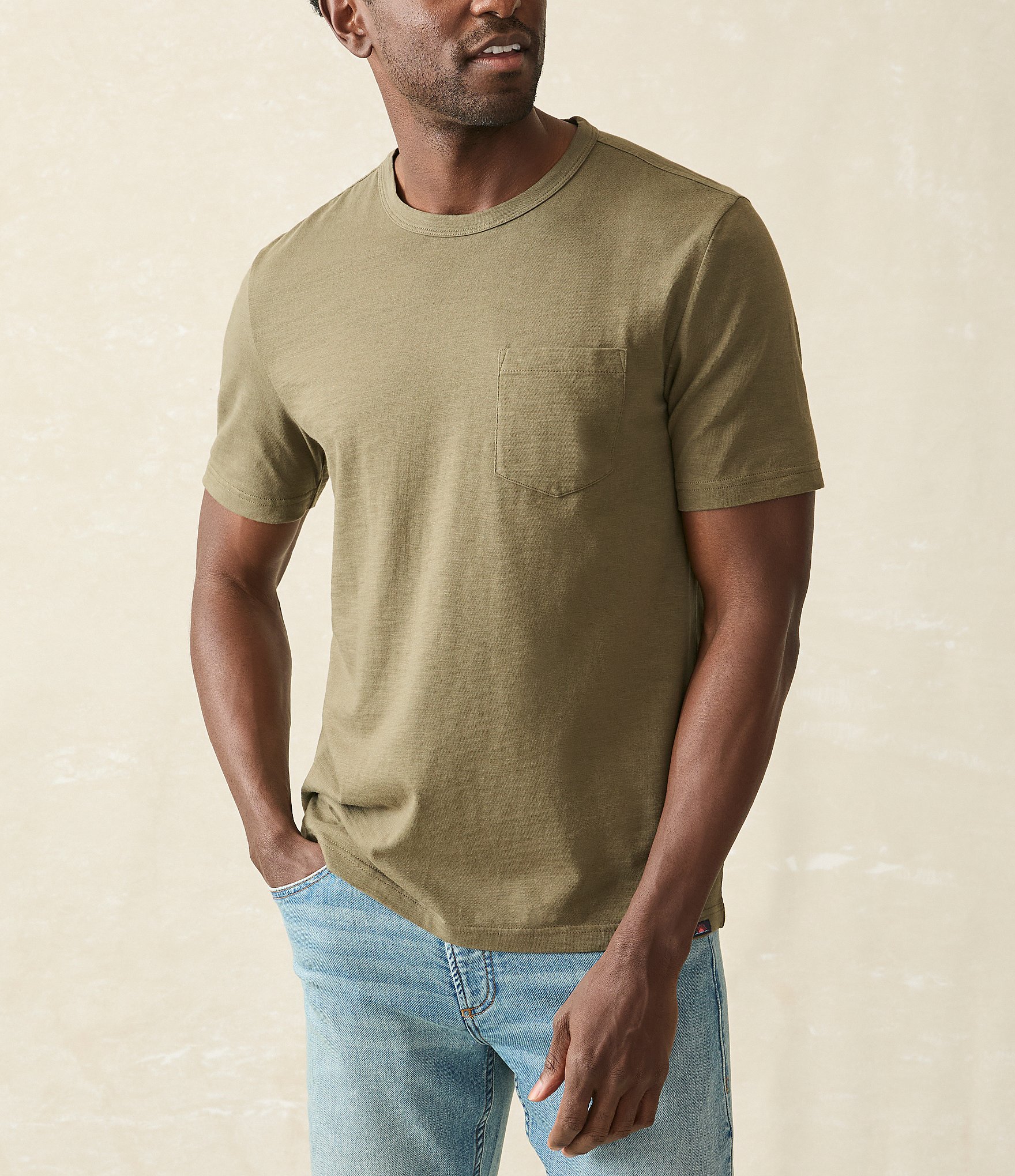 Faherty Sunwashed Pocket Short Sleeve T-Shirt