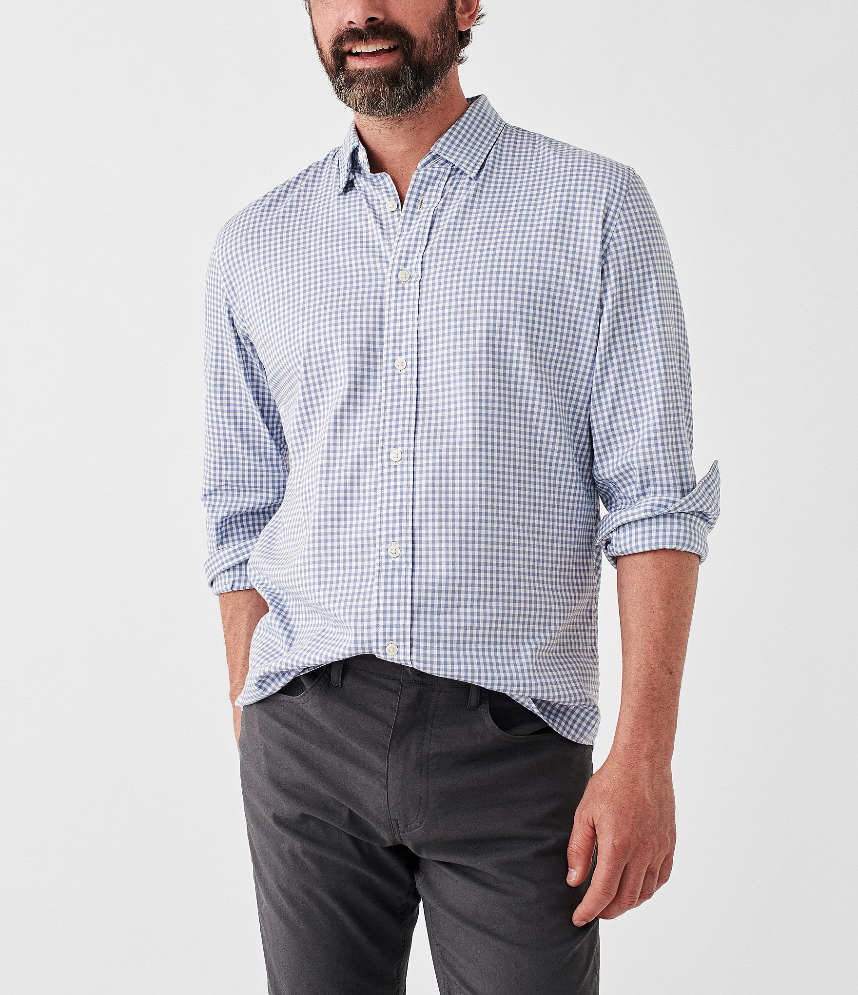 Faherty The Movement Gingham Performance Stretch Long Sleeve Woven ...