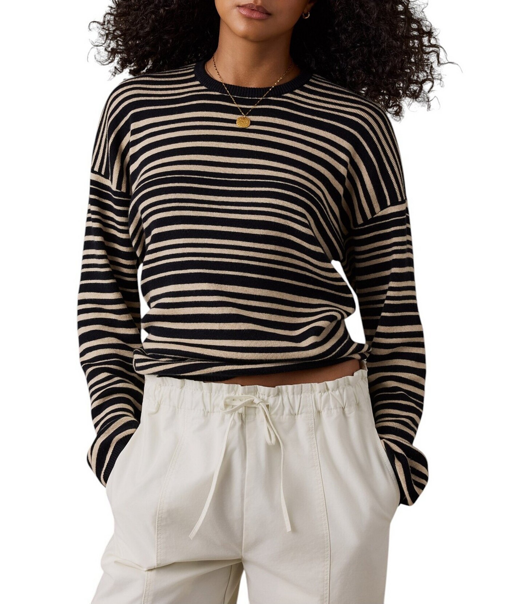 Faherty Throwback Long Sleeve Striped Crew Neck Coordinating Shirt