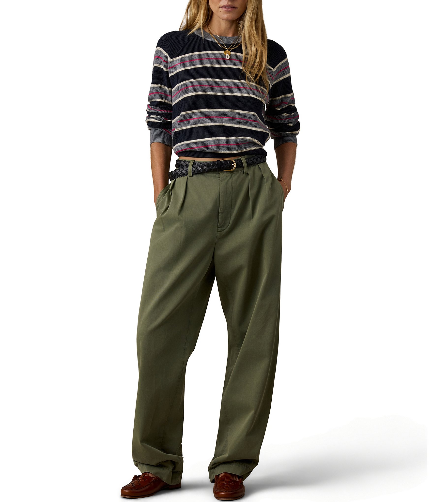 Faherty Throwback Stripe Crew Neck Long Sleeve Sweater