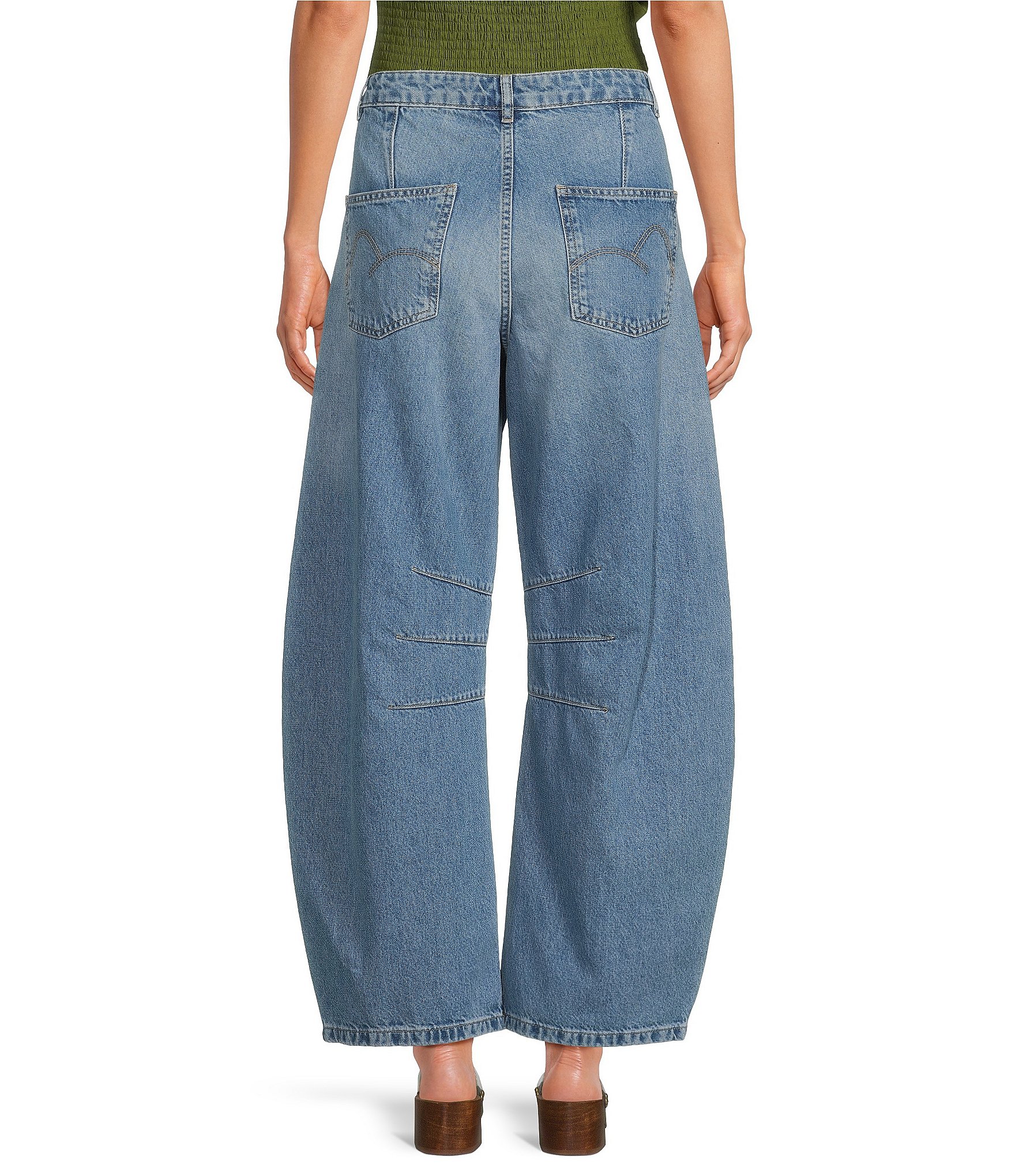 Farm Rio Barrel Leg Mid Rise Denim Jeans