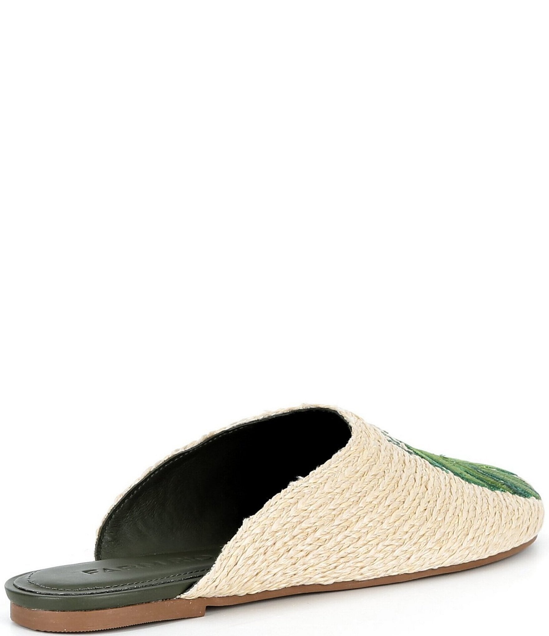 Farm Rio Raffia Icons Monstera Leaf Mules