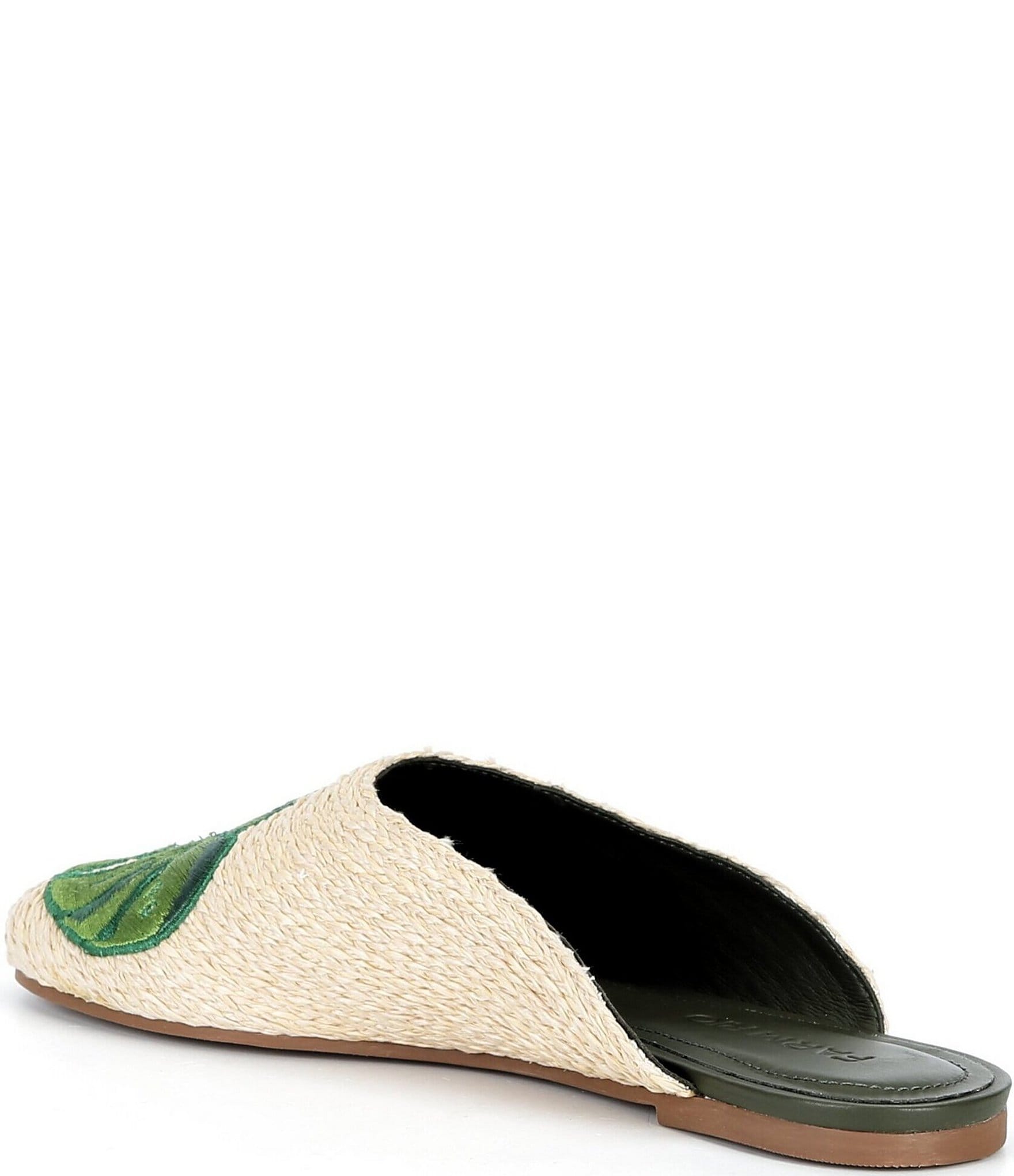 Farm Rio Raffia Icons Monstera Leaf Mules