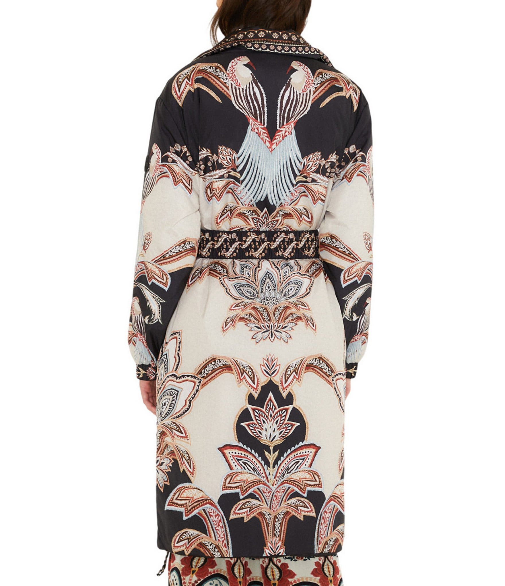 Farm Rio Tapestry Printed Turtle Neck Long Sleeve Reversible Puffer Jacket