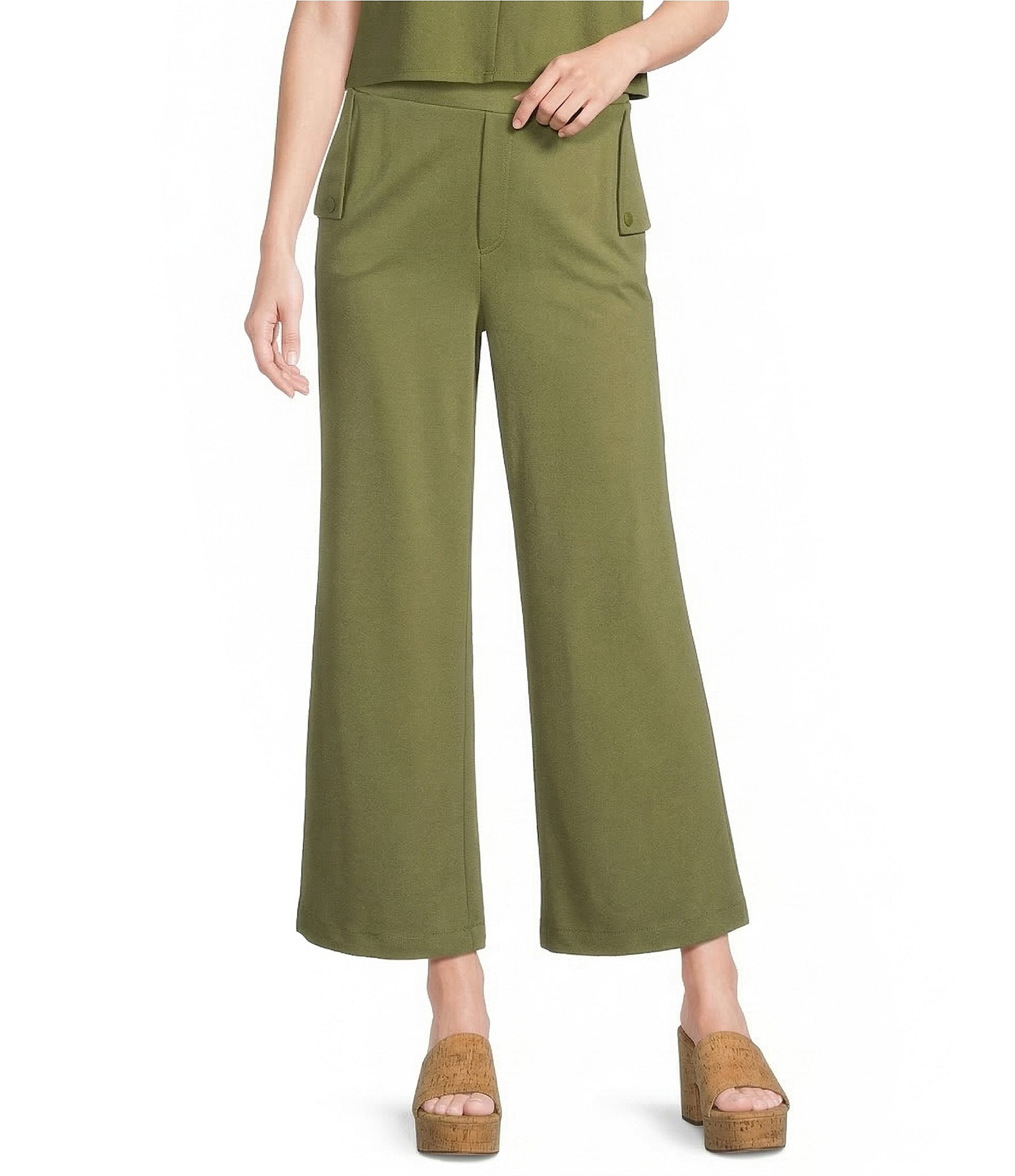 abercrombie green pleated dress Tall Wide Leg Tailored Trousers- Olive Green – Long Legs London