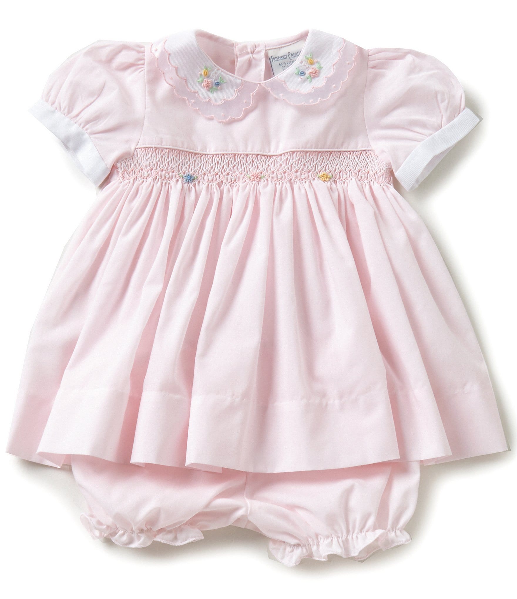 NWT Petit Ami Cream Bishop Smocked Rose Floral Baby Girls 2pc Dress 3 6 9 Months 
