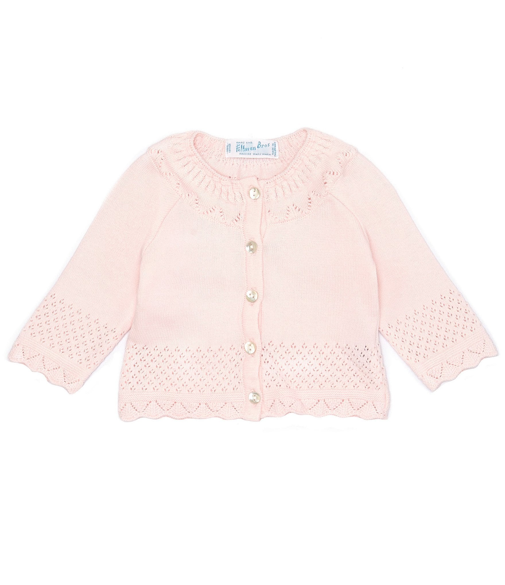 Feltman Brothers Baby Girls Newborn-24 Months Pointelle Ruffle Button Front Sweater