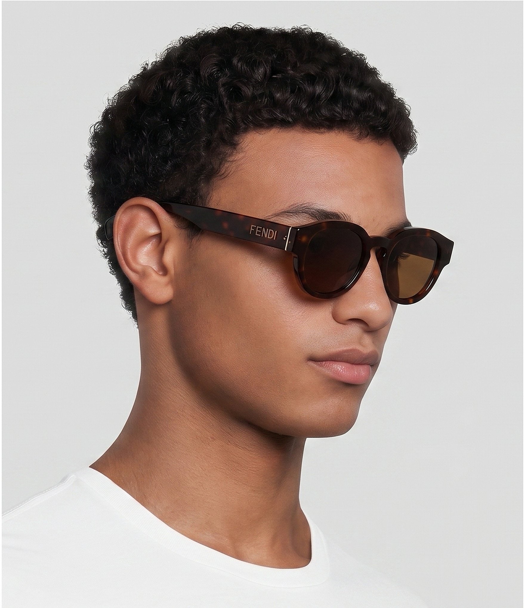 FENDI Unisex Signature 48mm Round Sunglasses