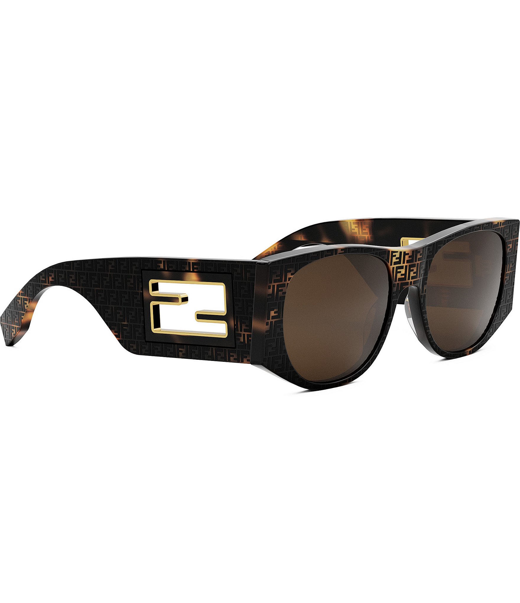 FENDI Women's Baguette 54mm Logo Havana Oval Sunglasses