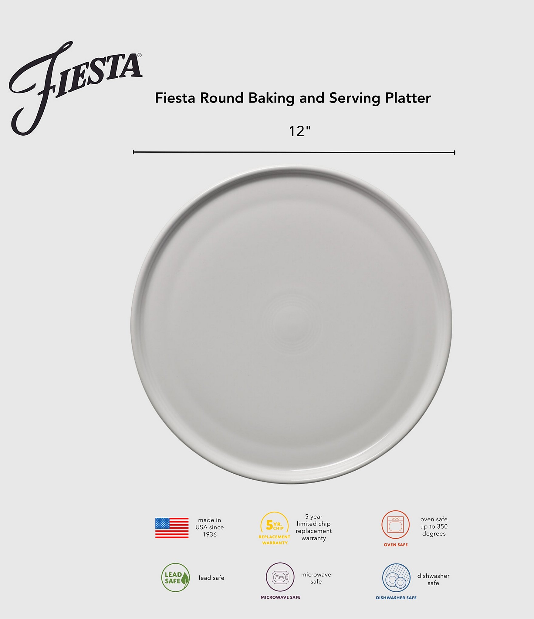 Fiesta 12 Inch Round Baking And Serving Platter