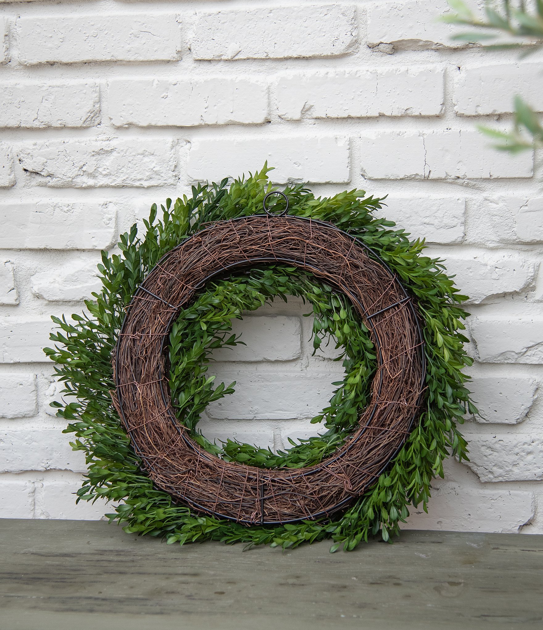 Fig & Dove 18#double; Round Boxwood Wreath