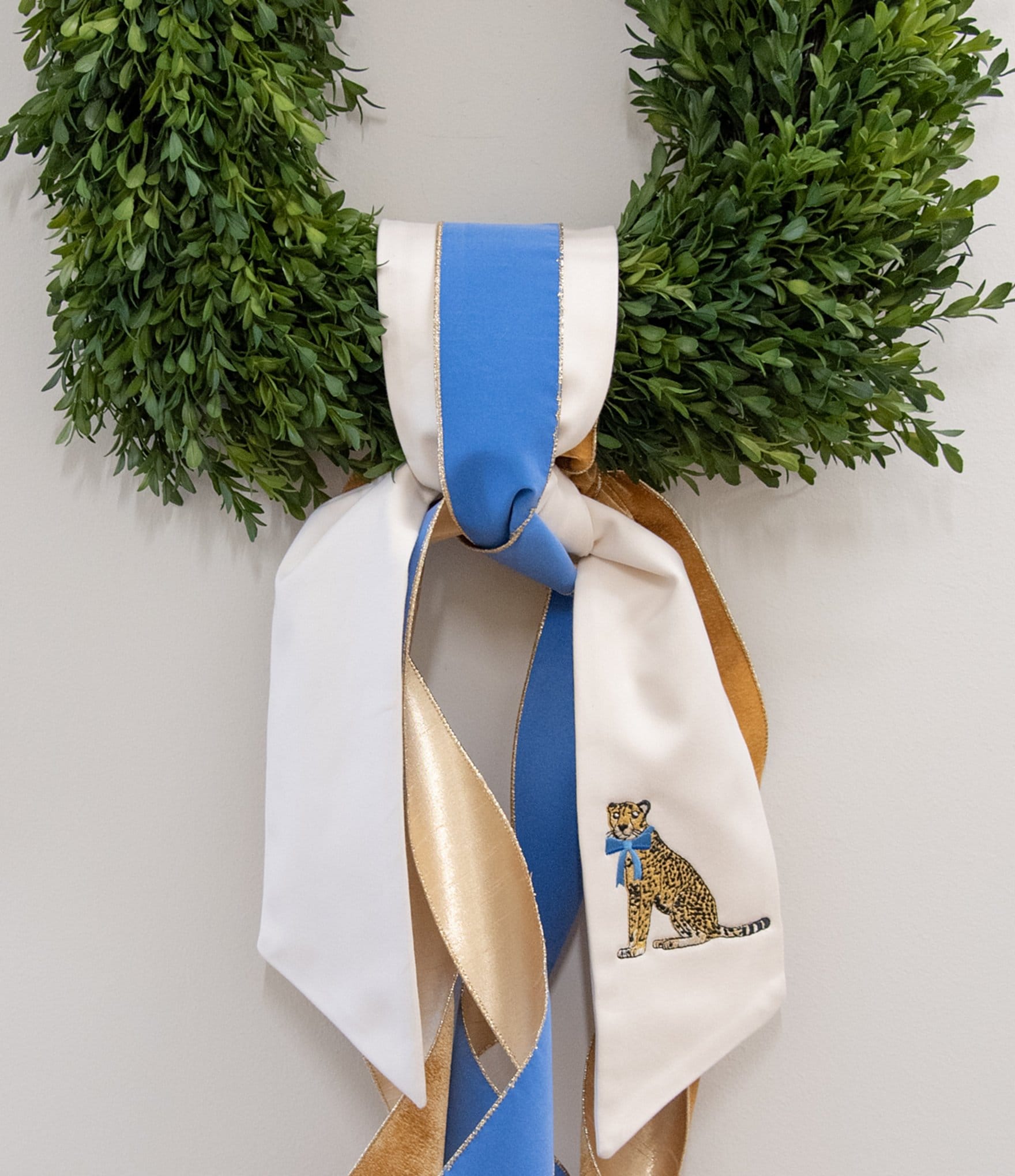 Fig & Dove Cheetah Embroidered Wreath Sash