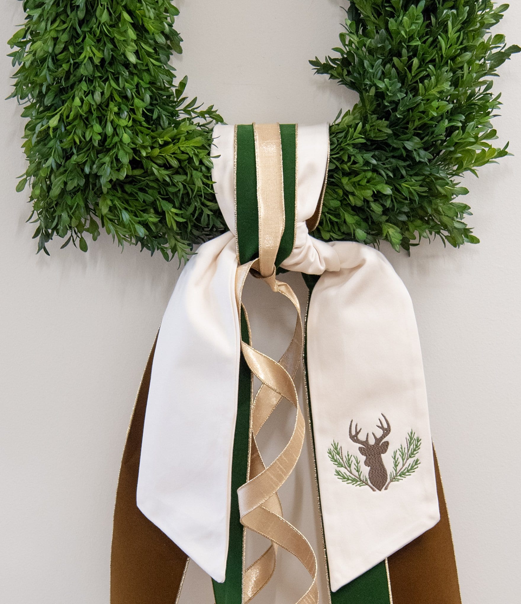 Fig & Dove Stag Embroidered Wreath Sash