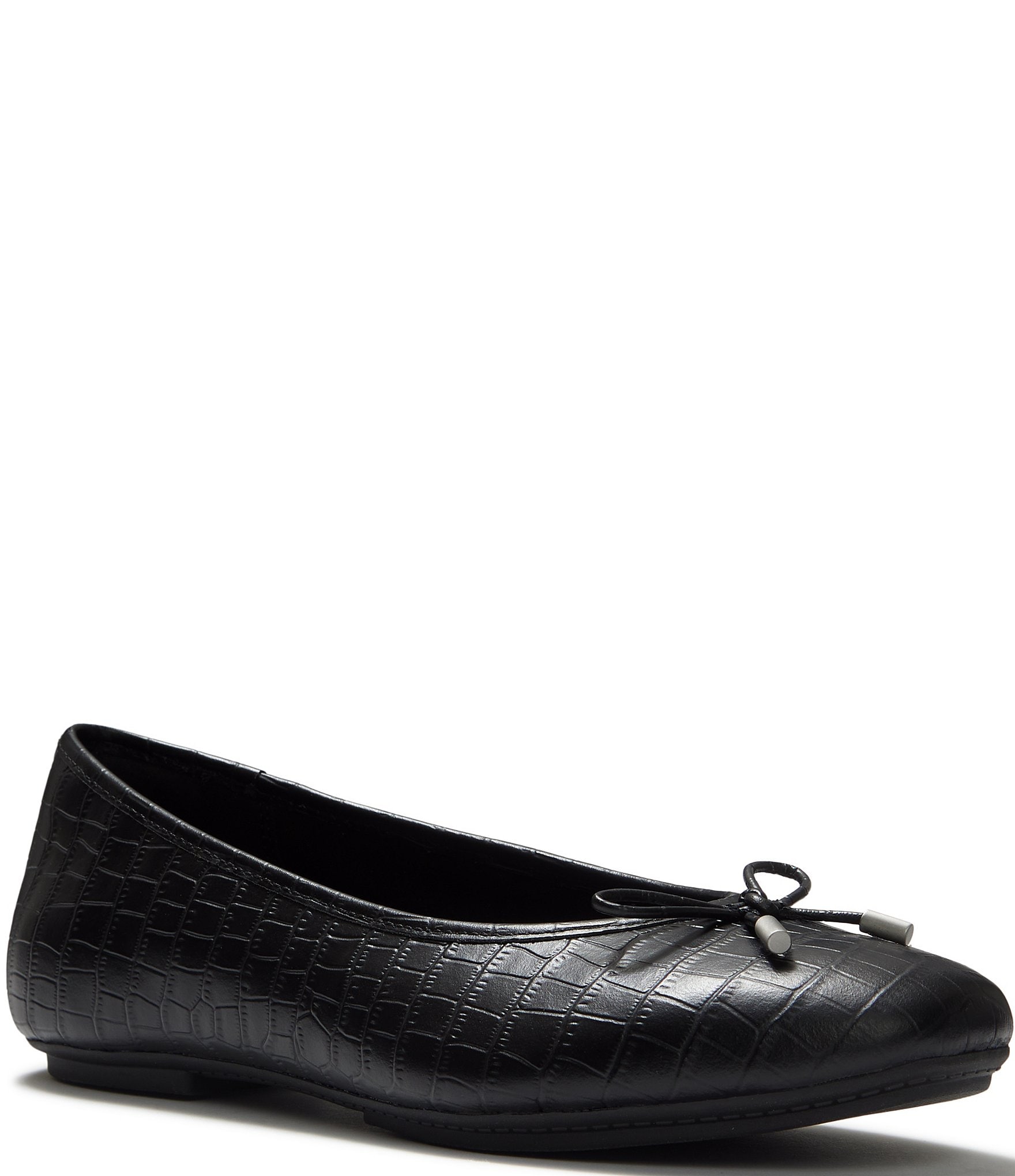 FitFlop Delicato Crocodile Embossed Leather Bow Ballet Flats