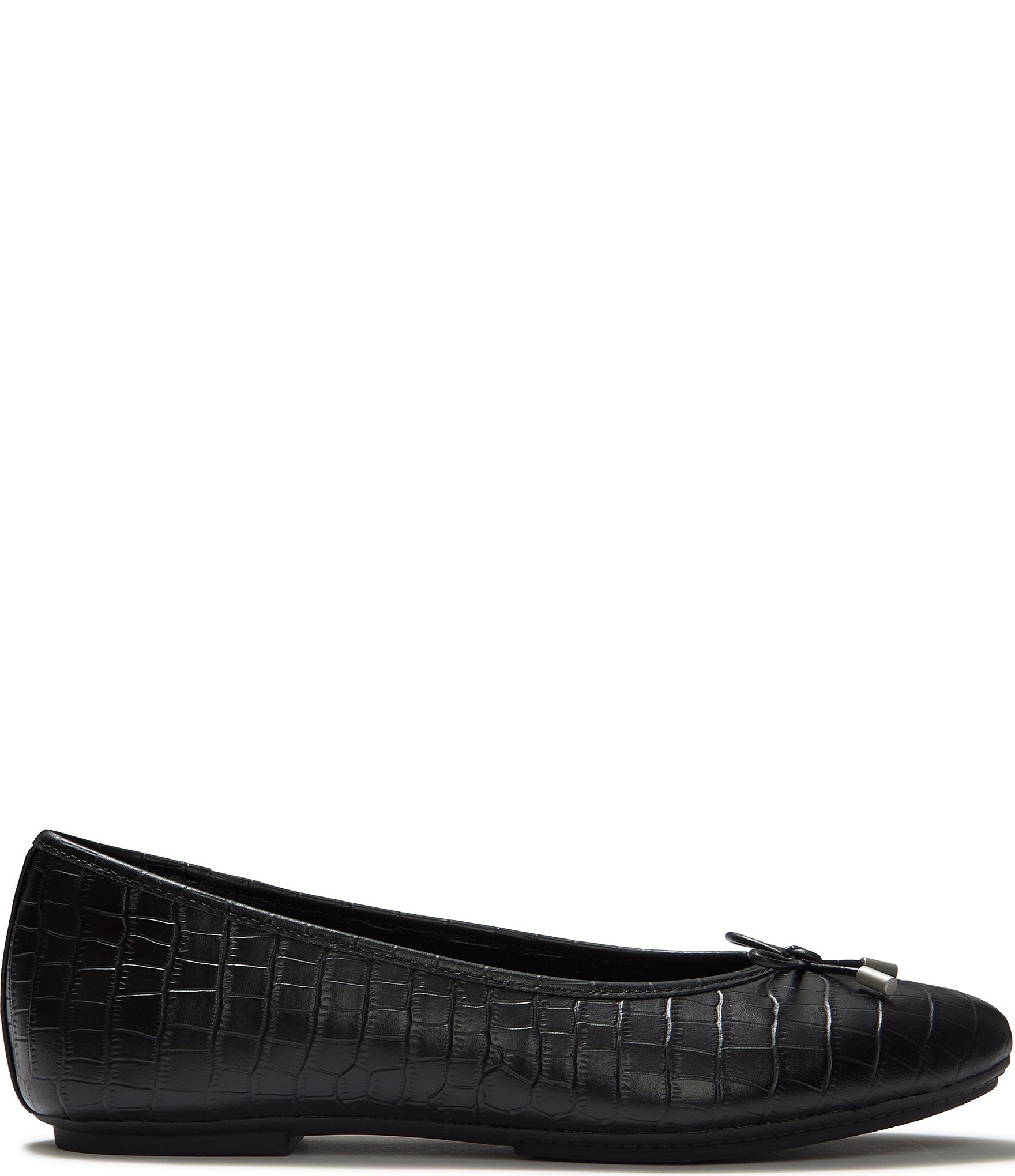 FitFlop Delicato Crocodile Embossed Leather Bow Ballet Flats